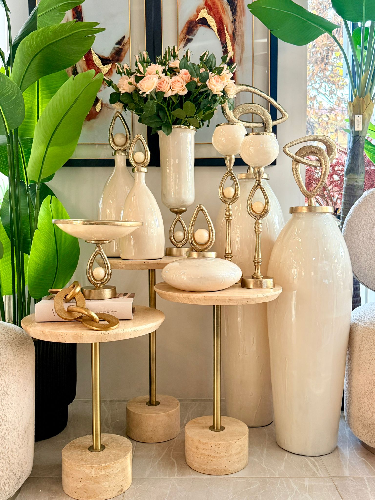 Krem Gold İnci Dekorlu Kase 