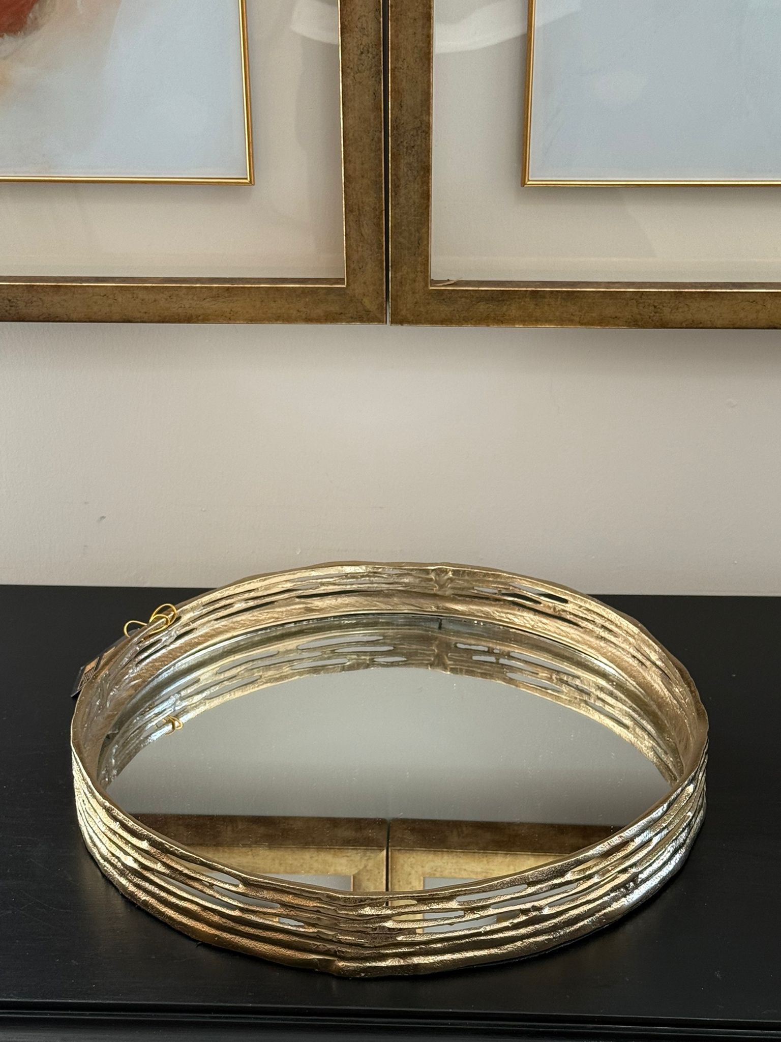 İthal Gold Döküm Aynalı Yuvarlak Tepsi 40*5,5 cm