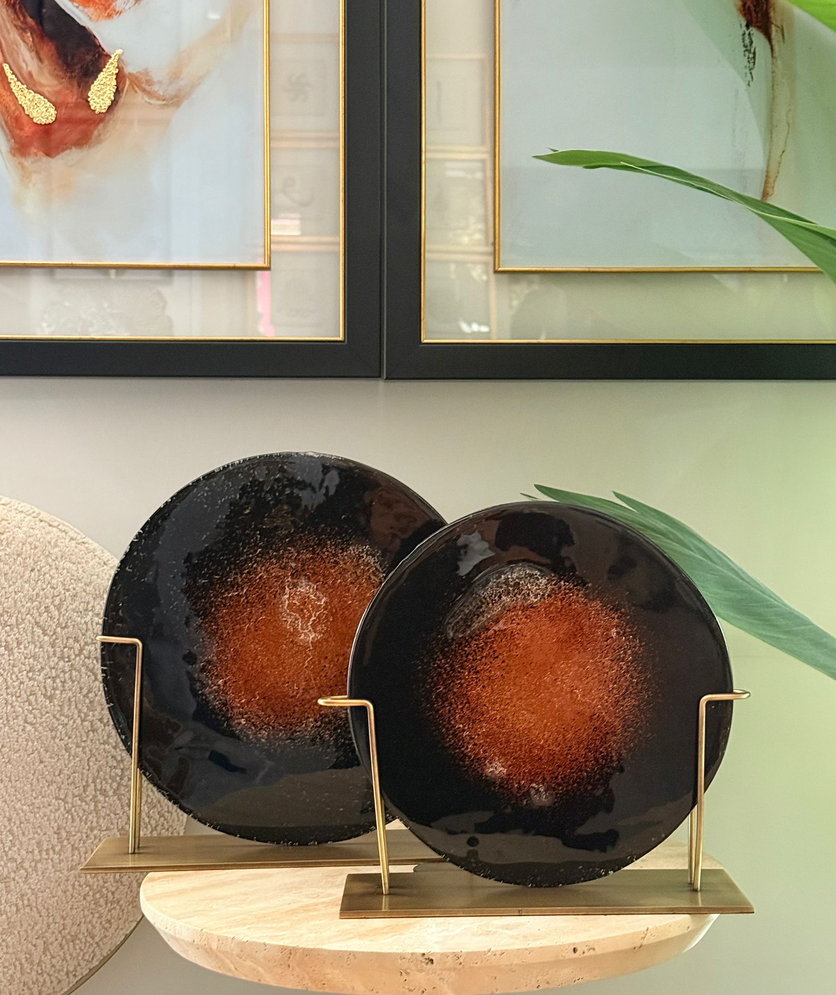 Metal Kaideli Siyah Amber  Cam Disk 2li