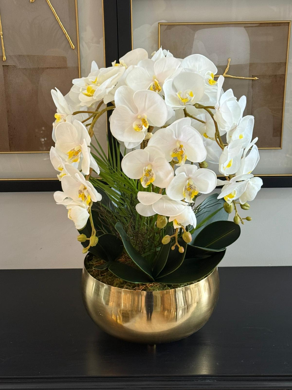 Gold Vazoda 6 Dal Lüx Islak Orkide Aranjmanı 