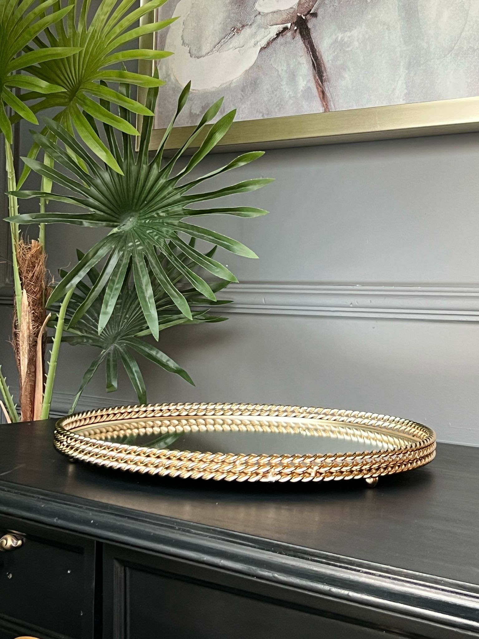 Yuvarlak Açık Gold 3 Katlı Tepsi