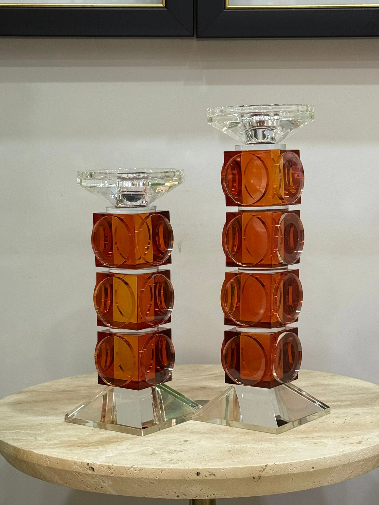 Pul Kristal Şamdan Turuncu 2li