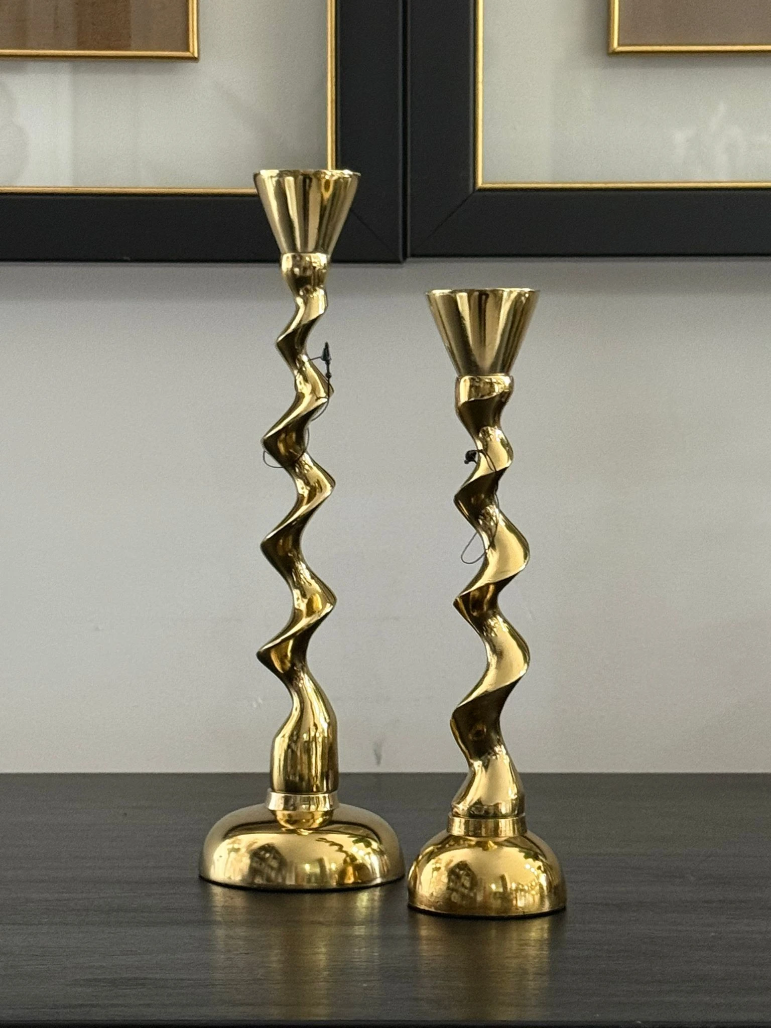 Gold Kıvrımlı Mumluk 2li