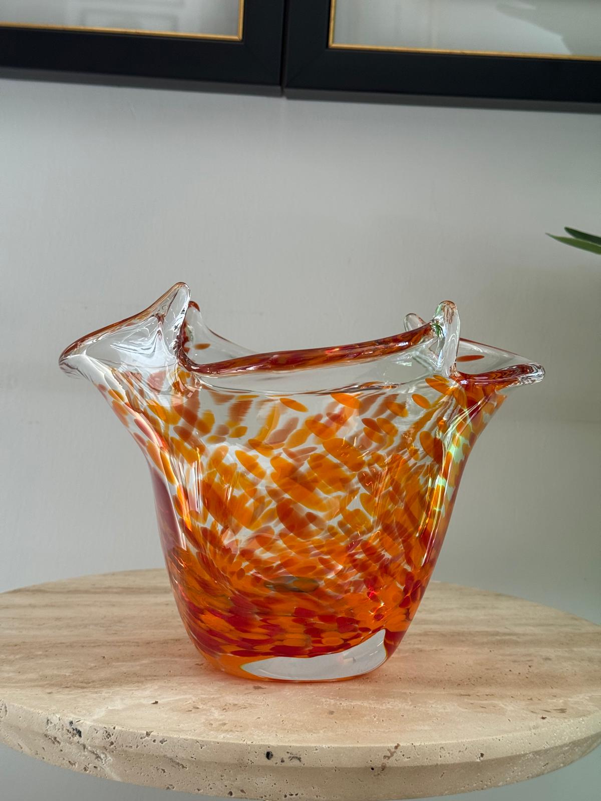 Turuncu Handmade Cam Vazo