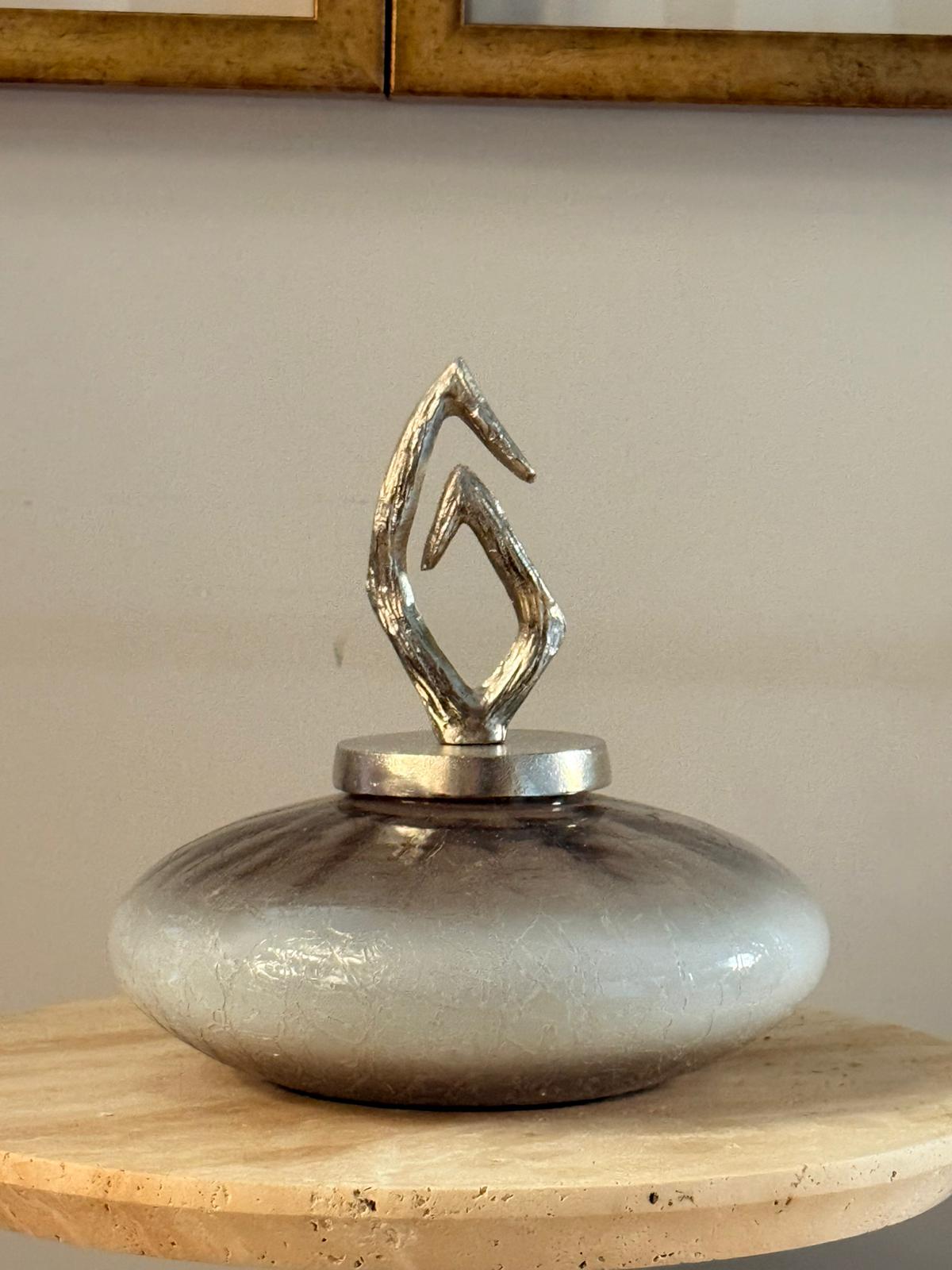 Gümüş Kapaklı Gri Cam Ufo Küp