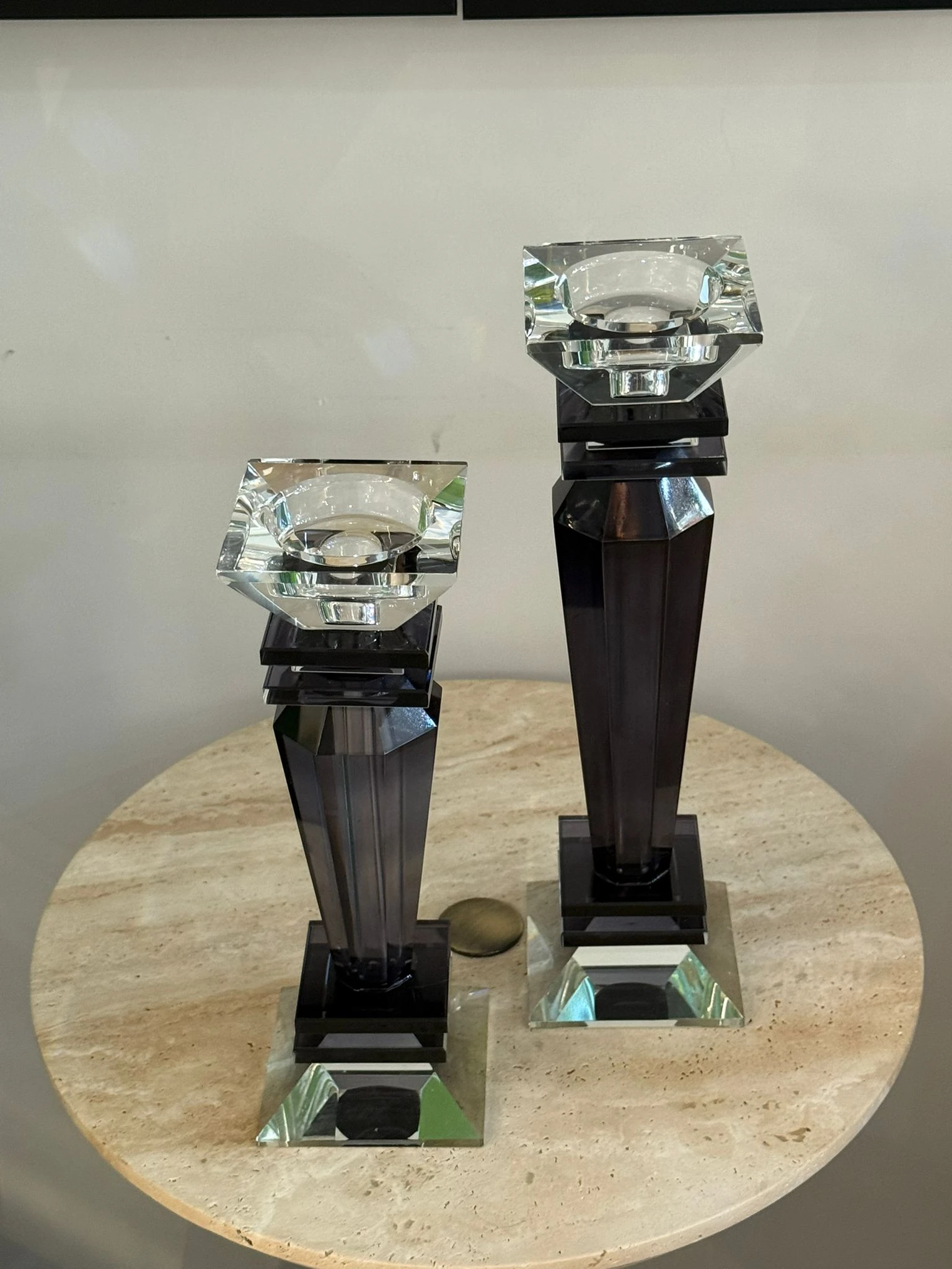 Füme Rengi Ktistal Şamdan 2li