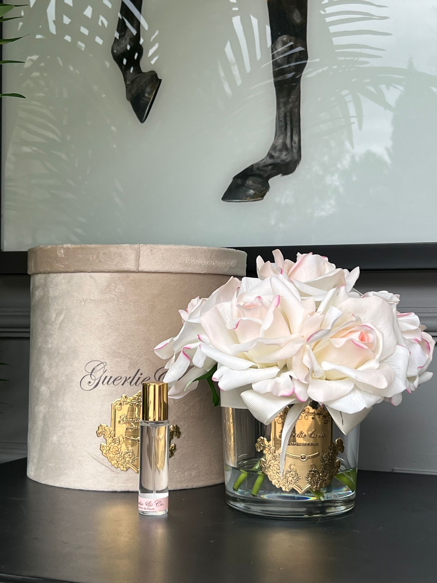 Krem Pembe Geçiş Kokulu Gül Şeffaf Cam Gold Logo 7 li