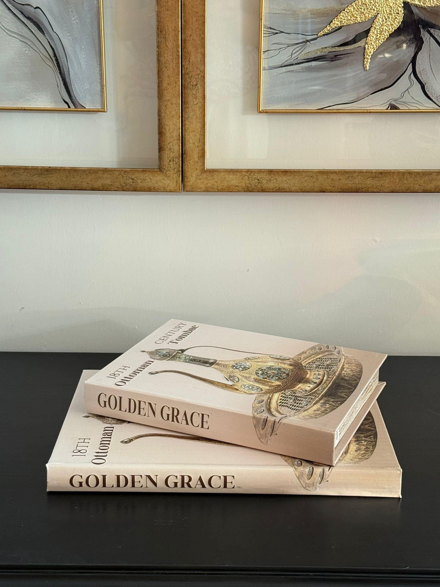 Kitap Kutu Deri Kaplı Golden Grace Ottoman 2li