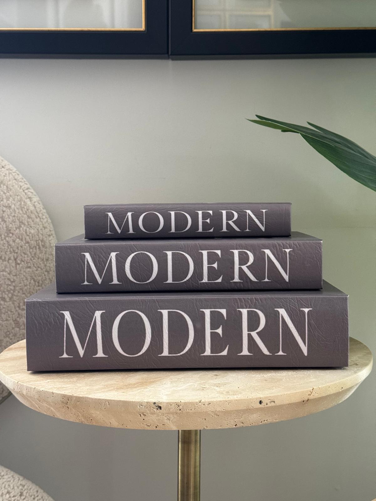Kitap Kutu Modern İçi Ahşap Dışı Deri 3lü