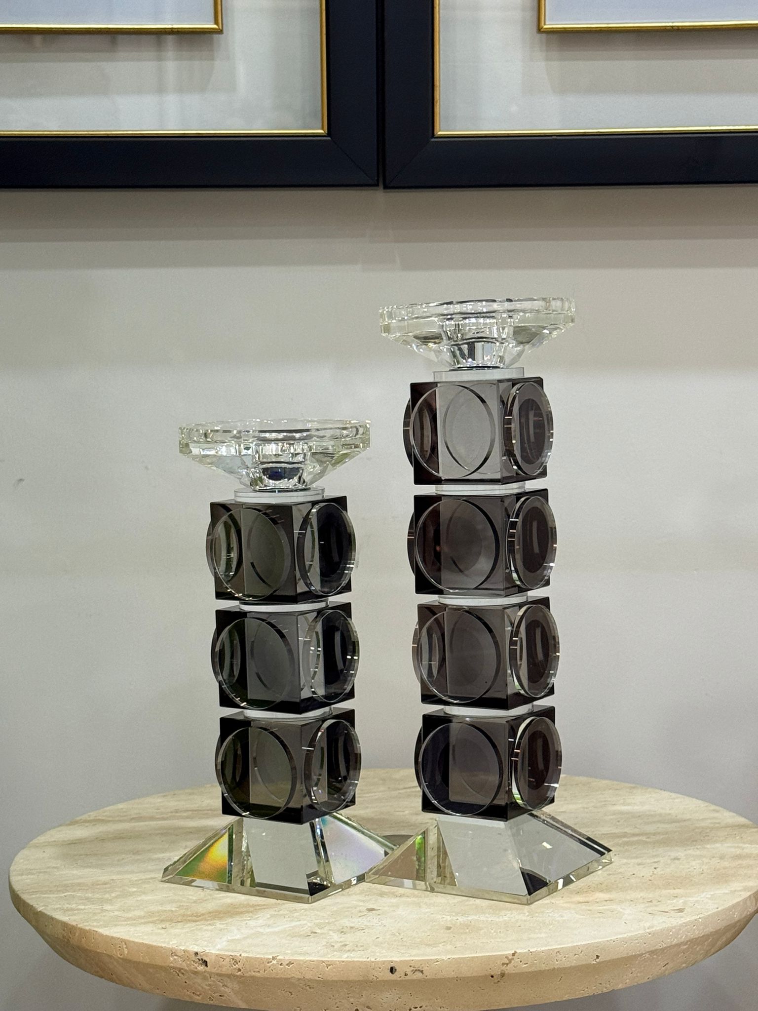 Pullu Kristal Şamdan Füme 2li