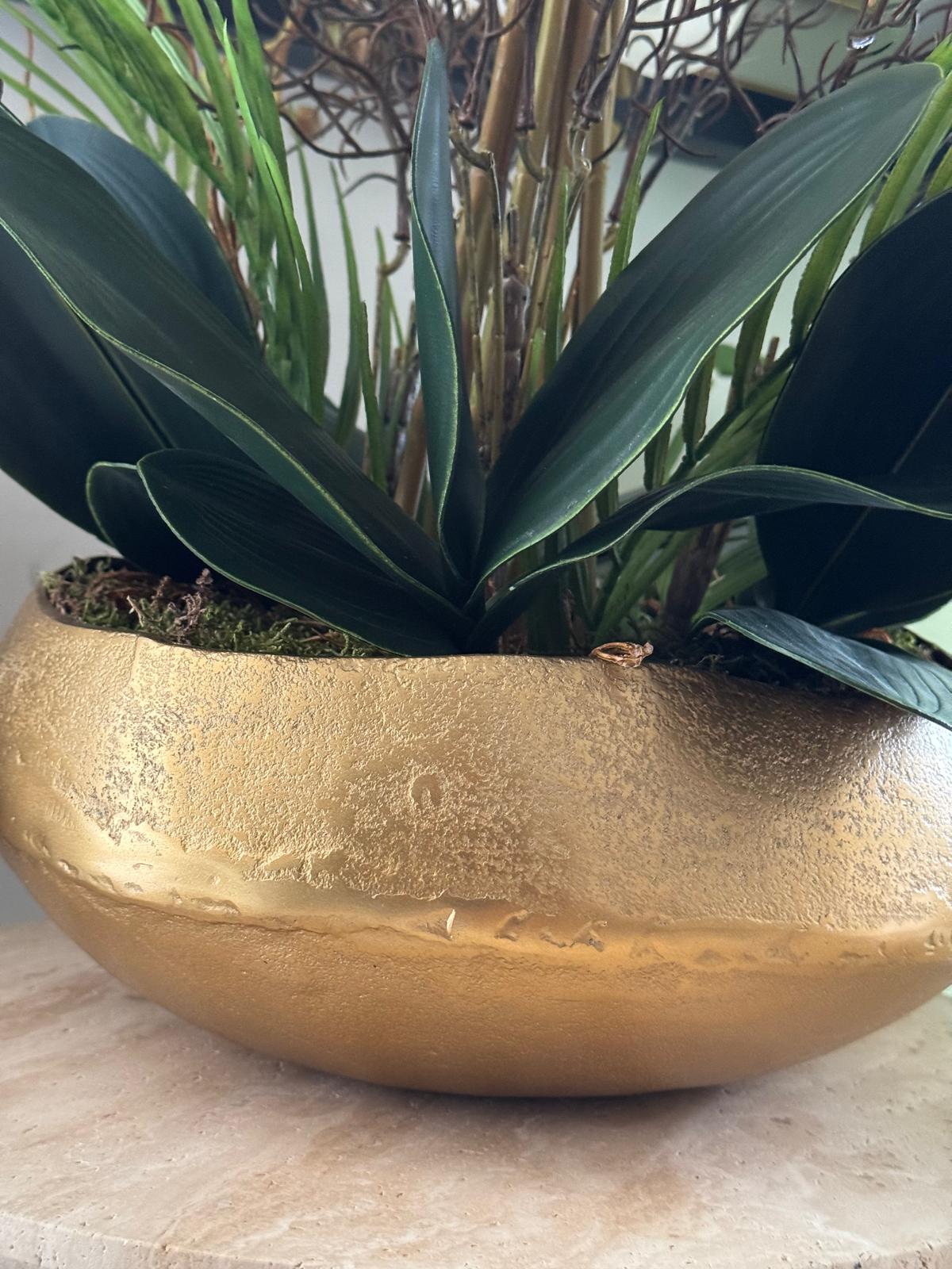 İthal Gold Döküm Vazoda 8Dal Lux Orkide Çiçek Aranjmanı