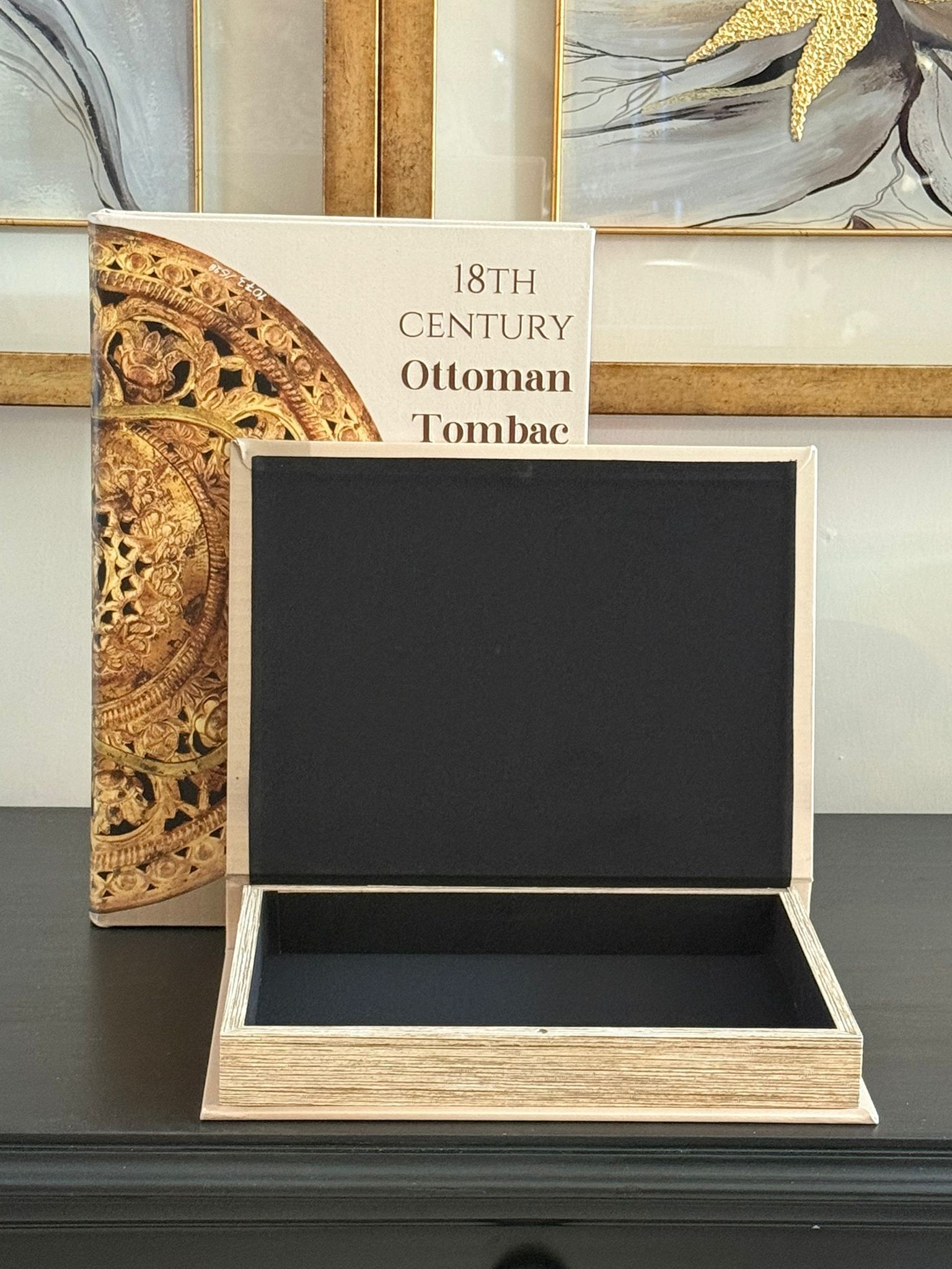 Kitap Kutu Deri Kaplı Ottoman Tombac 2li