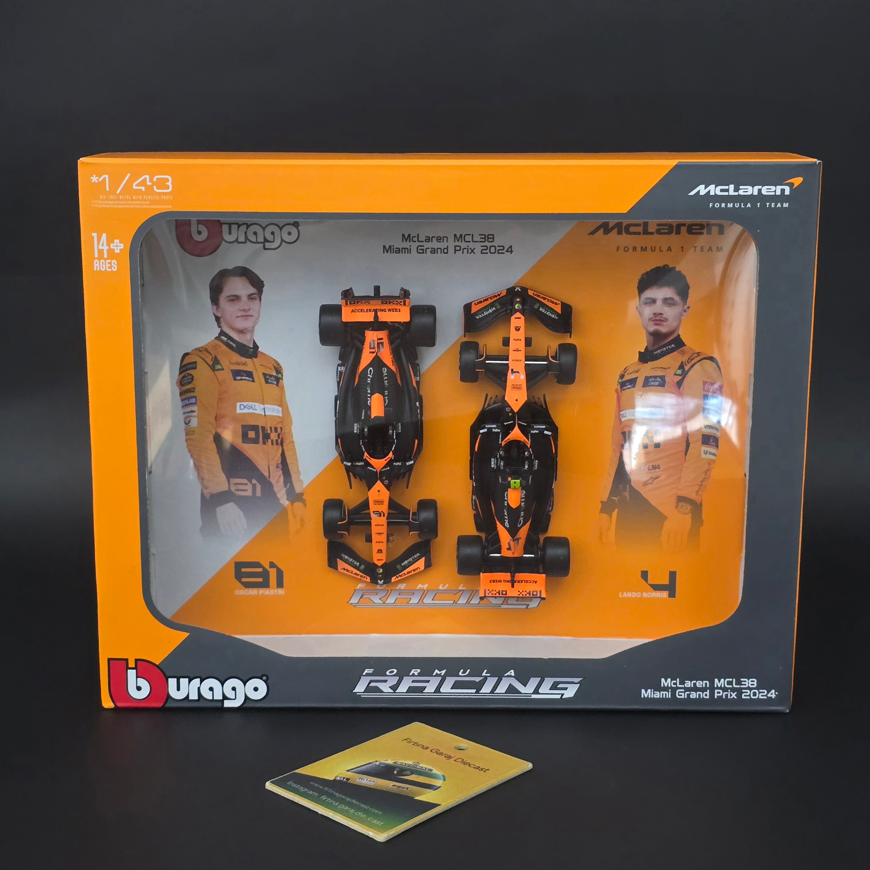 1:43 Mclaren MCL38 2024 Piastri & Noris Duvar Çeçeve Seti