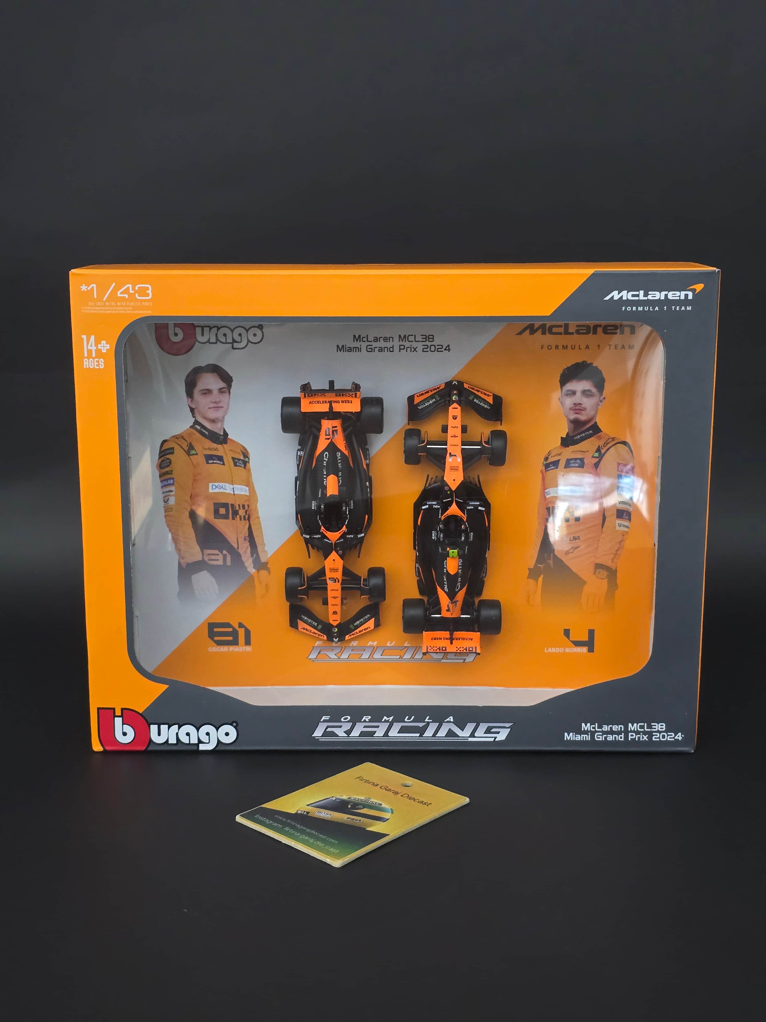1:43 Mclaren MCL38 2024 Piastri & Noris Duvar Çeçeve Seti