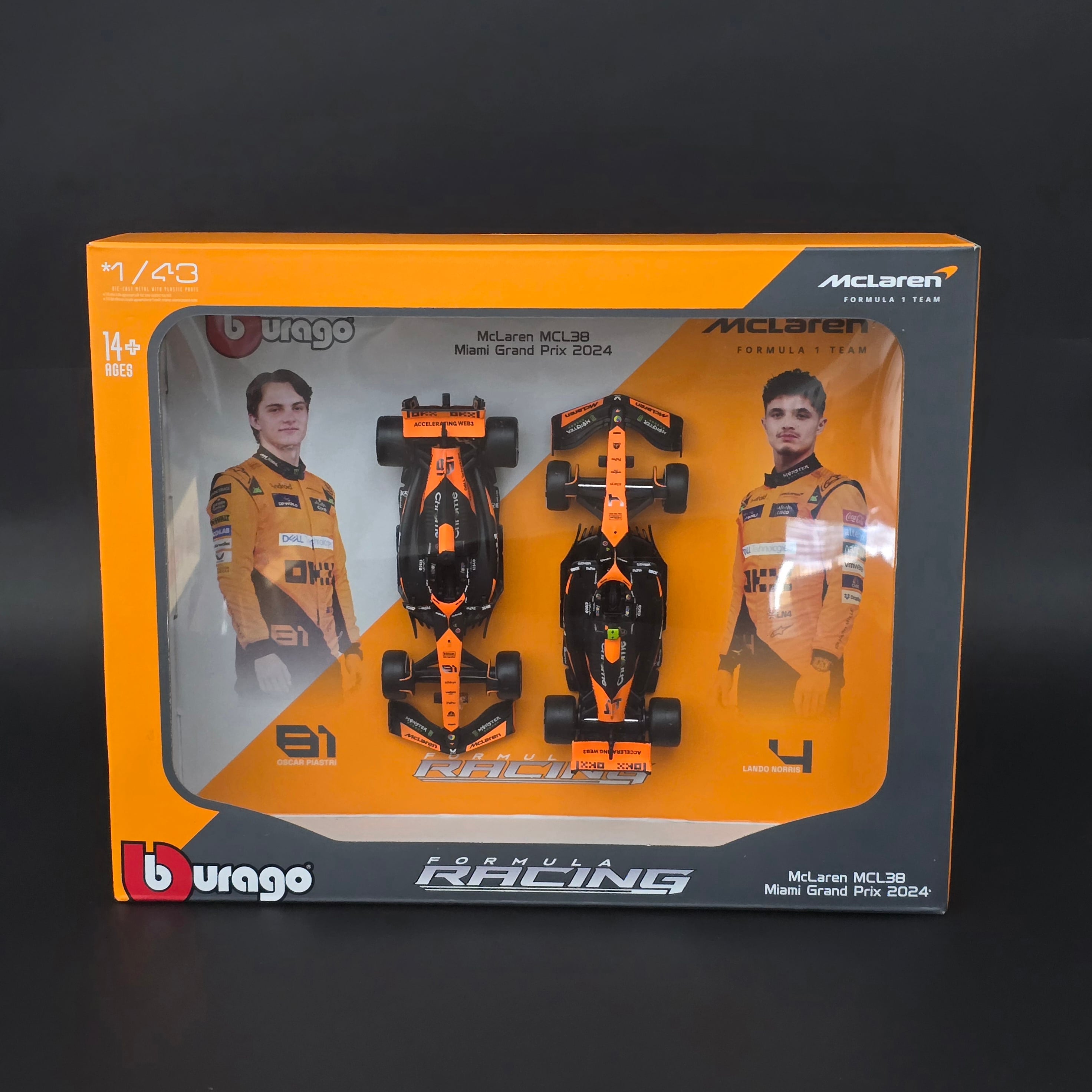 1:43 Mclaren MCL38 2024 Piastri & Noris Duvar Çeçeve Seti