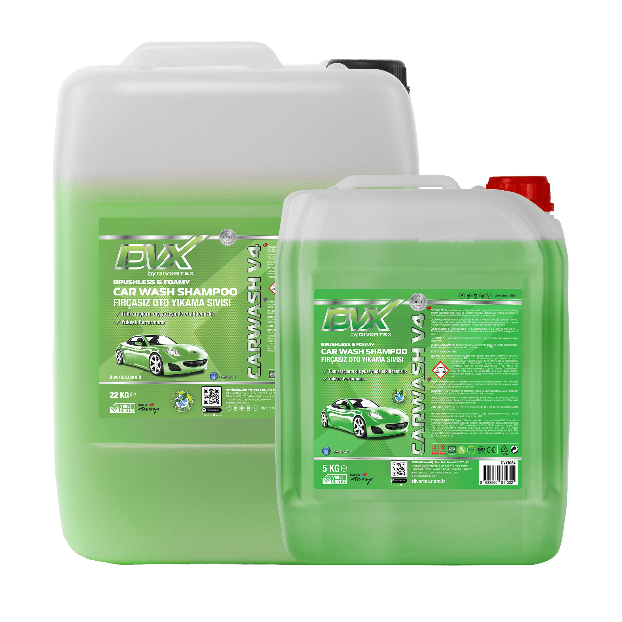 Divortex Car Wash V4 - Fırçasız Oto Yıkama Şampuanı Yeşil 5 KG