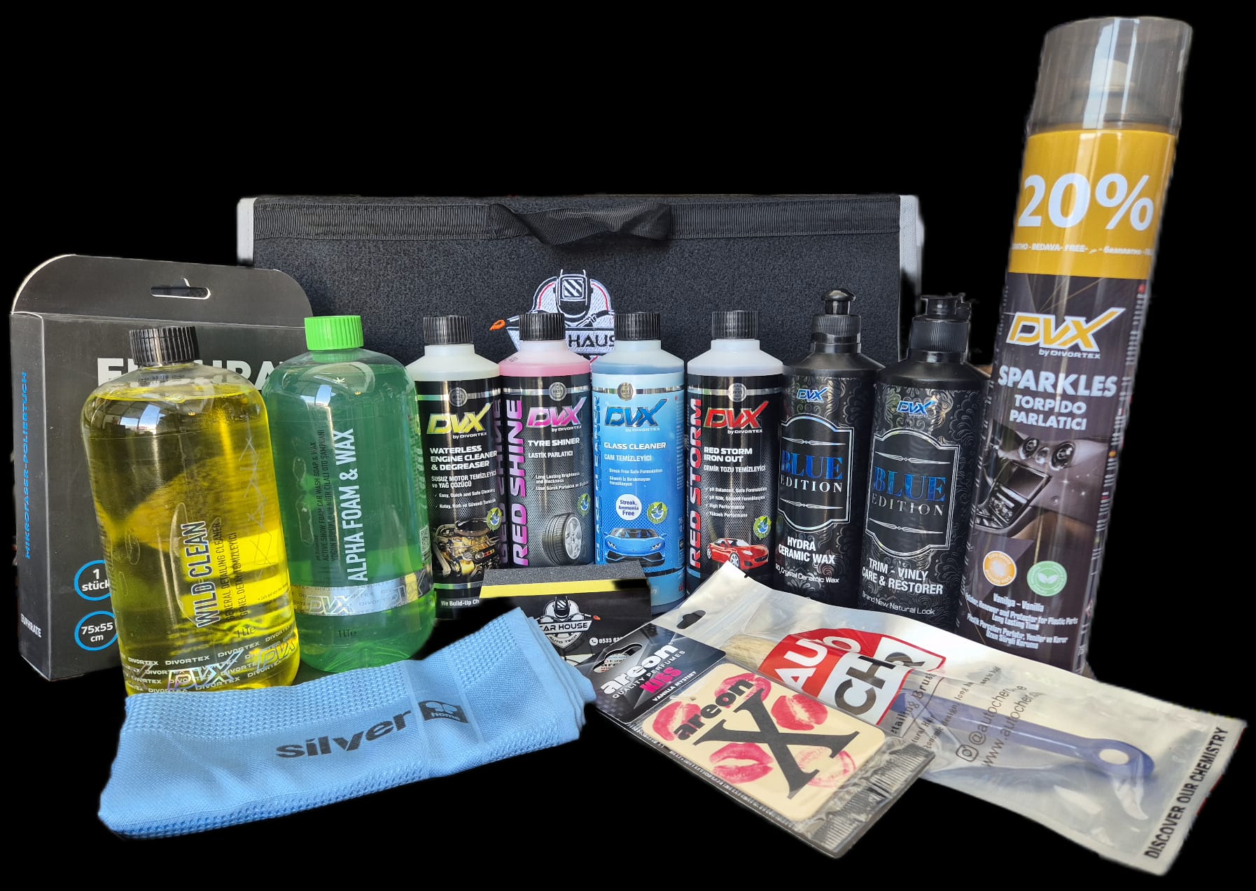 DİVORTEX 15 PARÇA OTO YIKAMA VE BAKIM SETİ ÇANTALI
