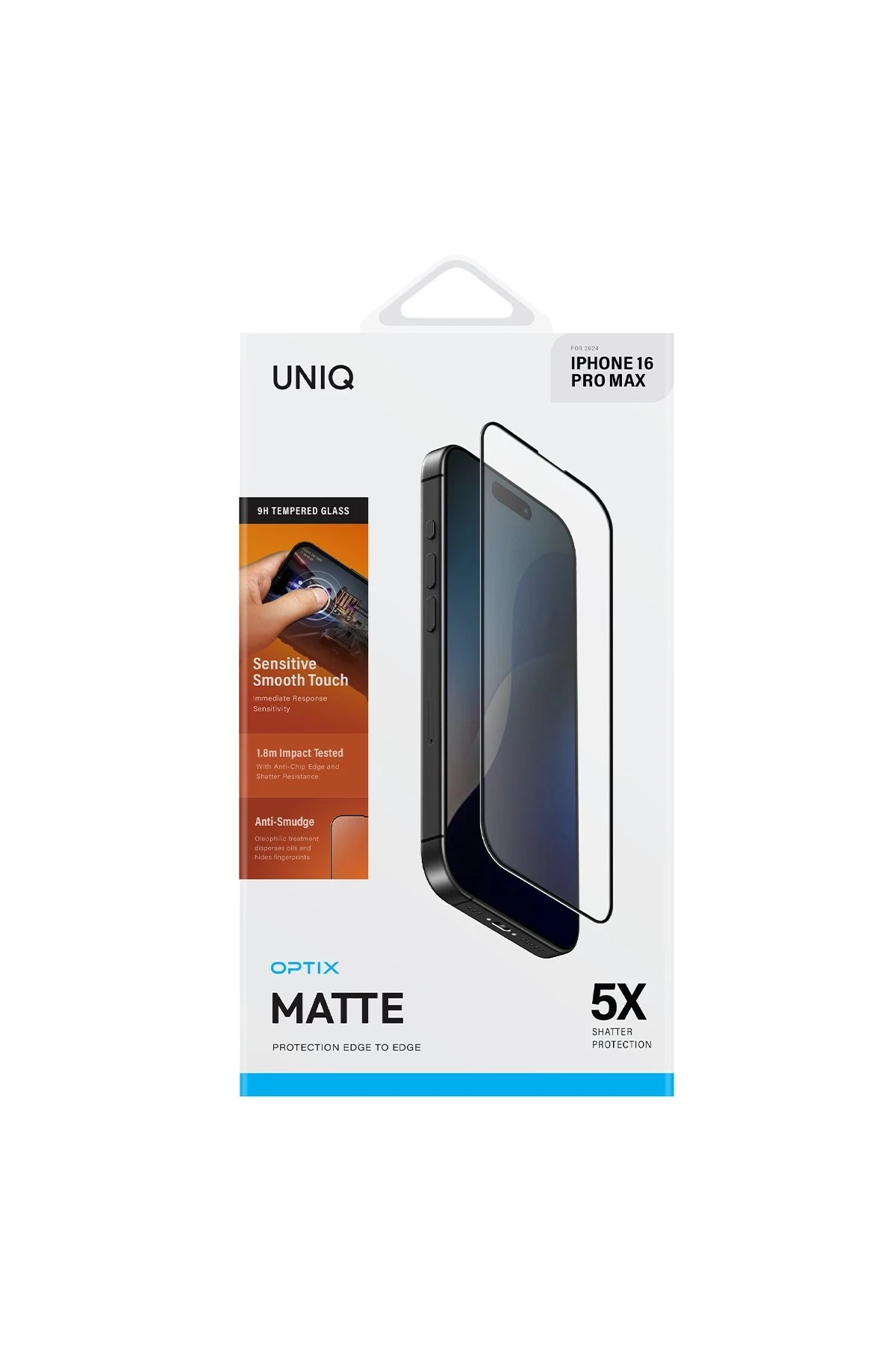Uniq iPhone 16 Pro Optix Mat Ekran Koruyucu - Siyah