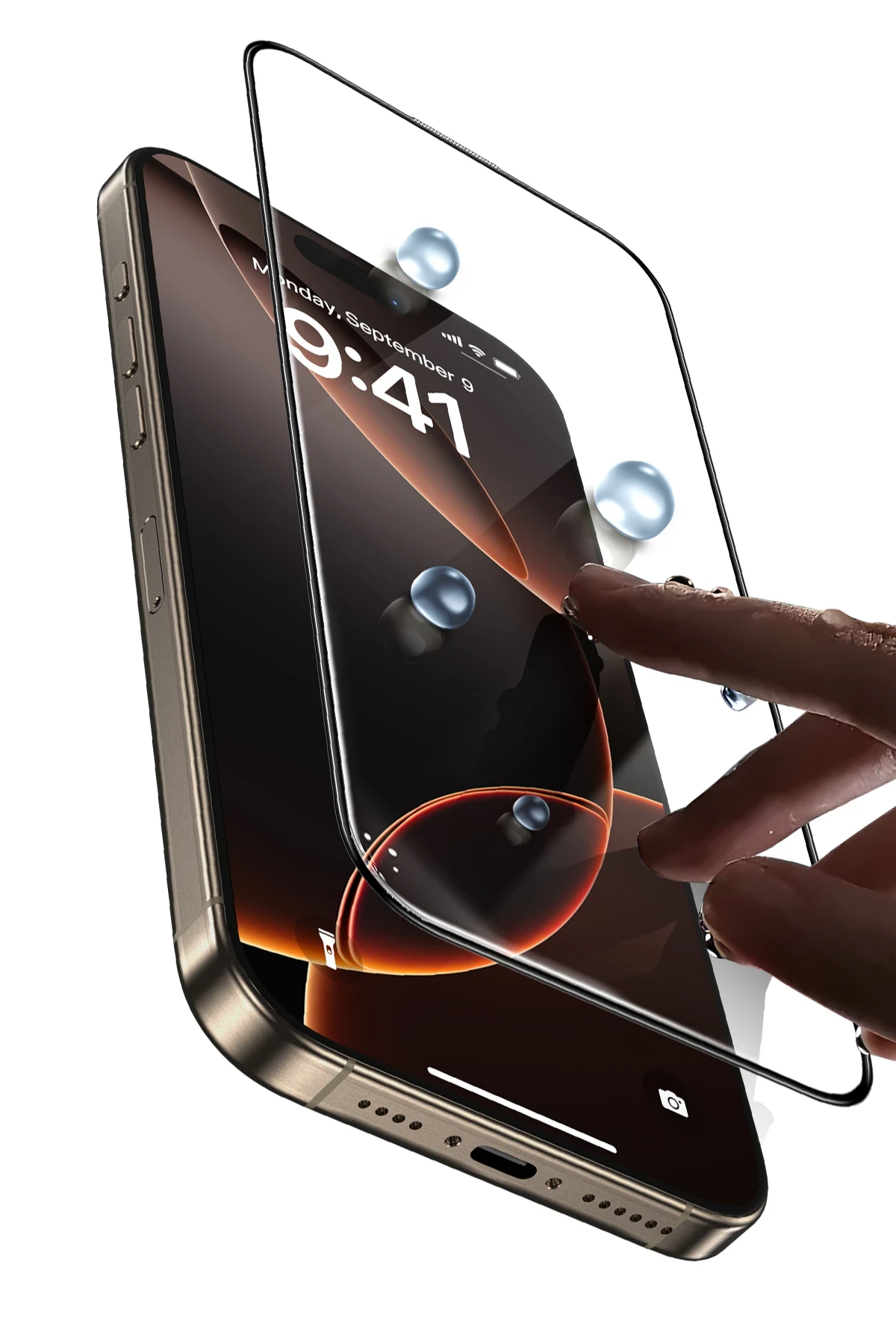 Keephone iPhone 16 Pro Max UltraCurve HD 3D Cam Ekran Koruyucu - Siyah