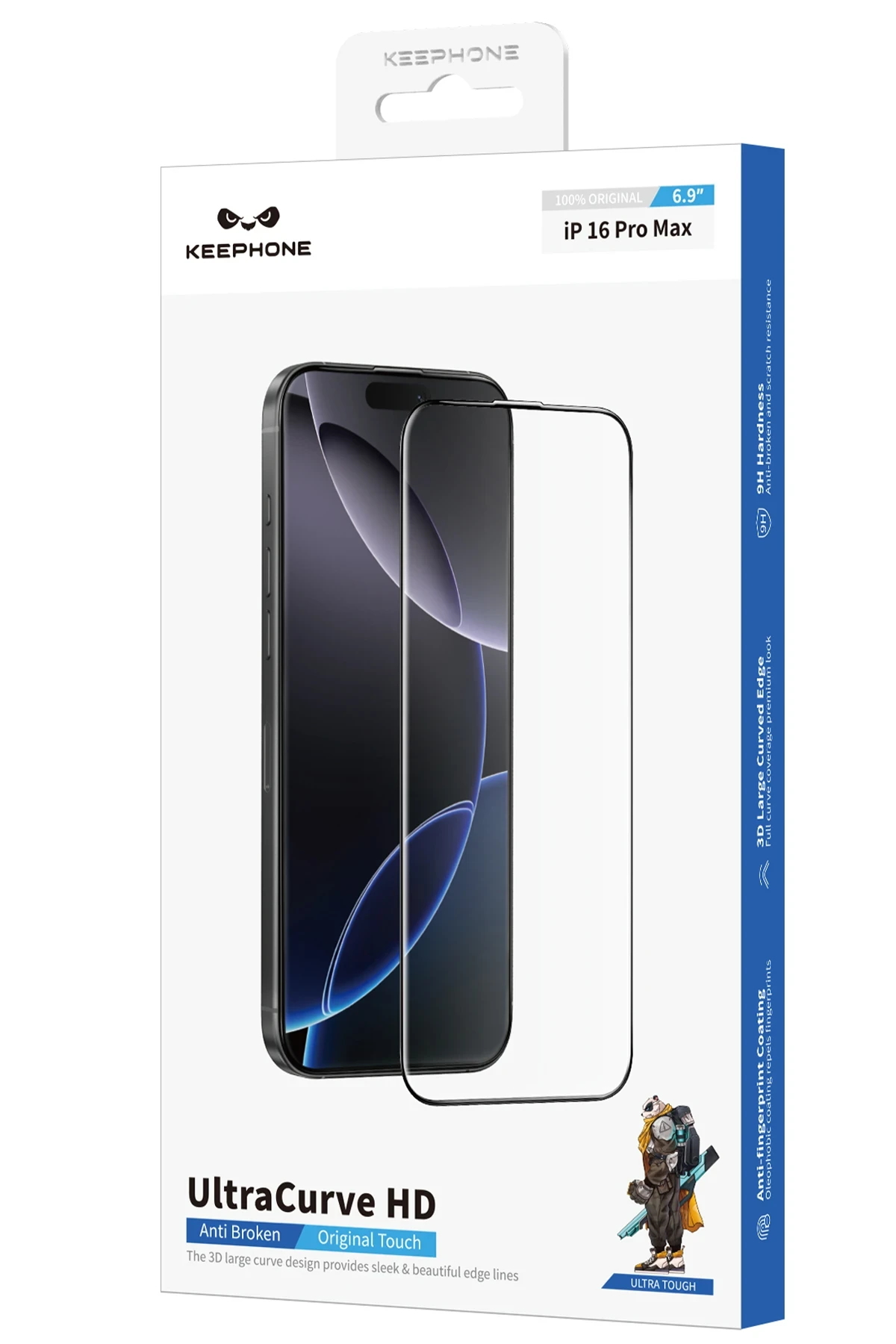 Keephone iPhone 16 Pro Max UltraCurve HD 3D Cam Ekran Koruyucu - Siyah