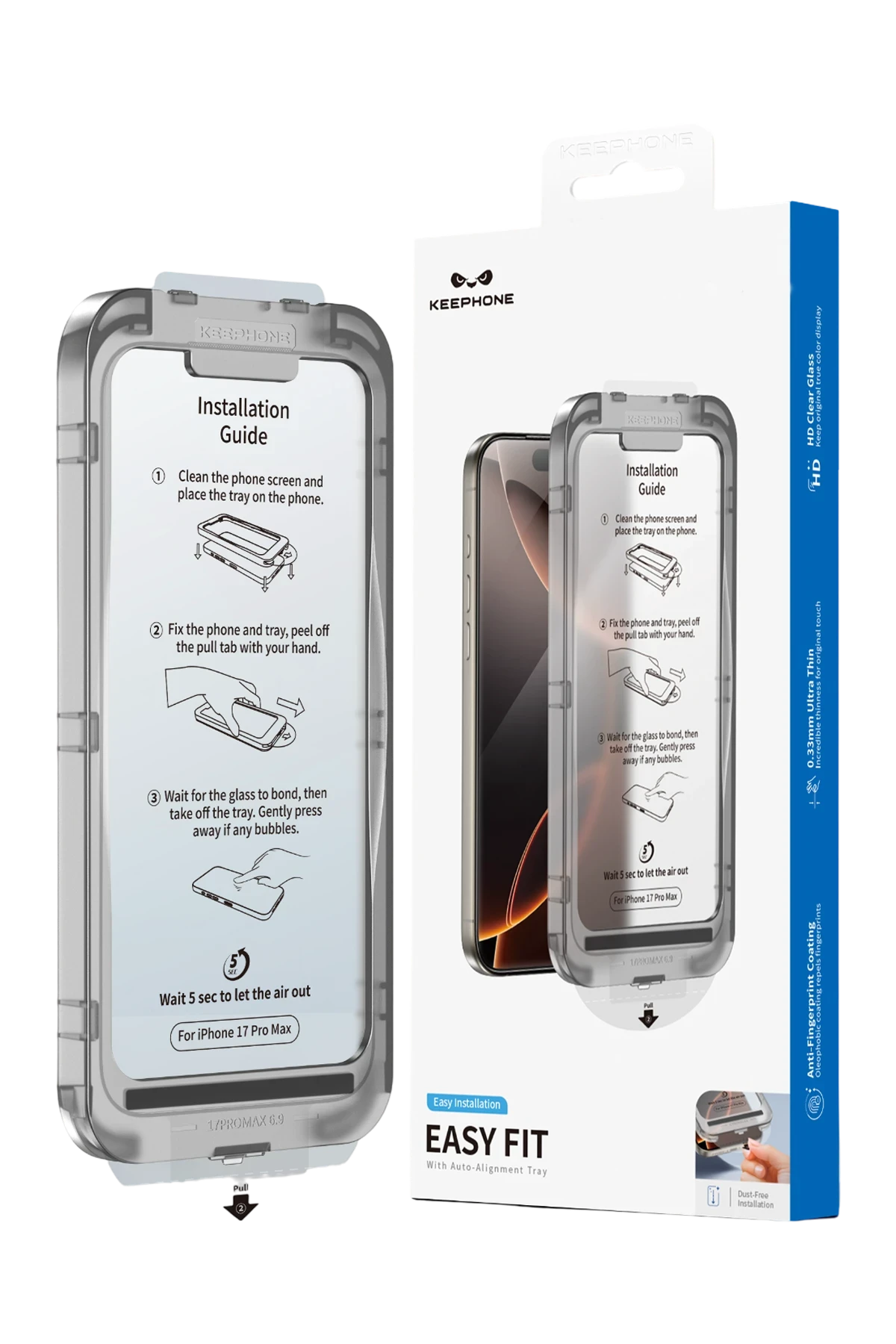 Keephone Apple iPhone 17 Pro Max EasyFit HD Cam Ekran Koruyucu - Siyah