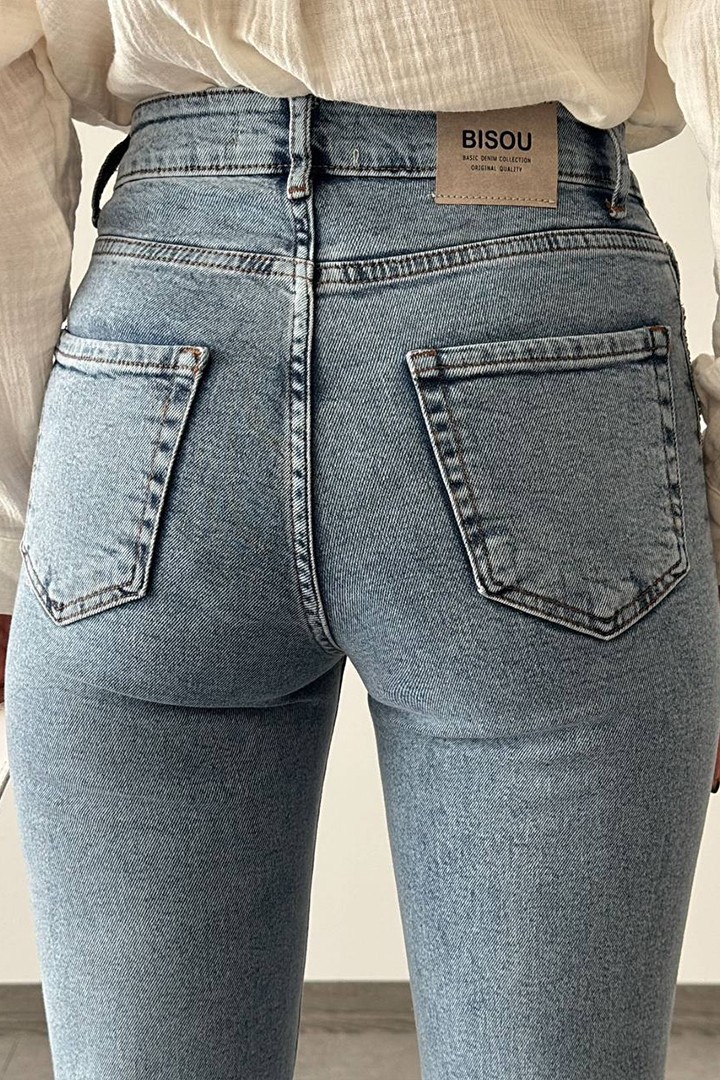 Yüksek Bel Taşlı Boyfriend Jean