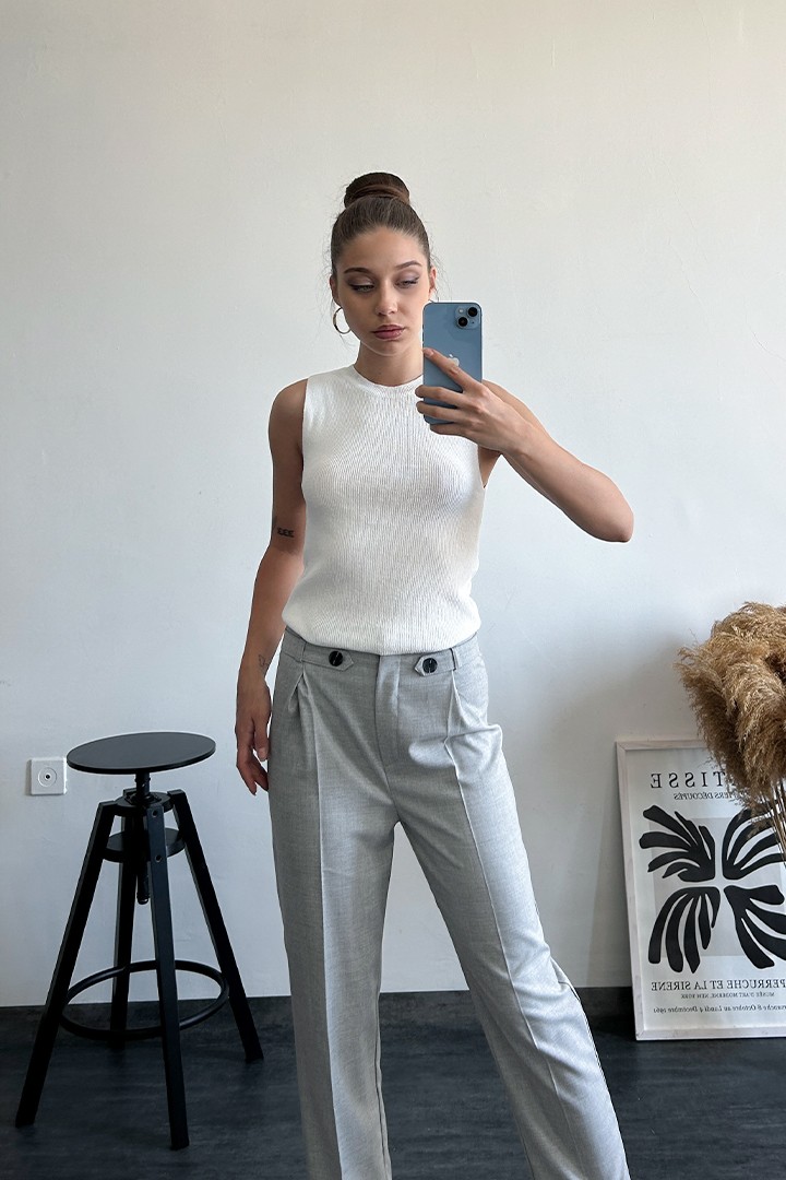 Kadın İnce Ribana Örgü Pamuklu Bluz Crop 