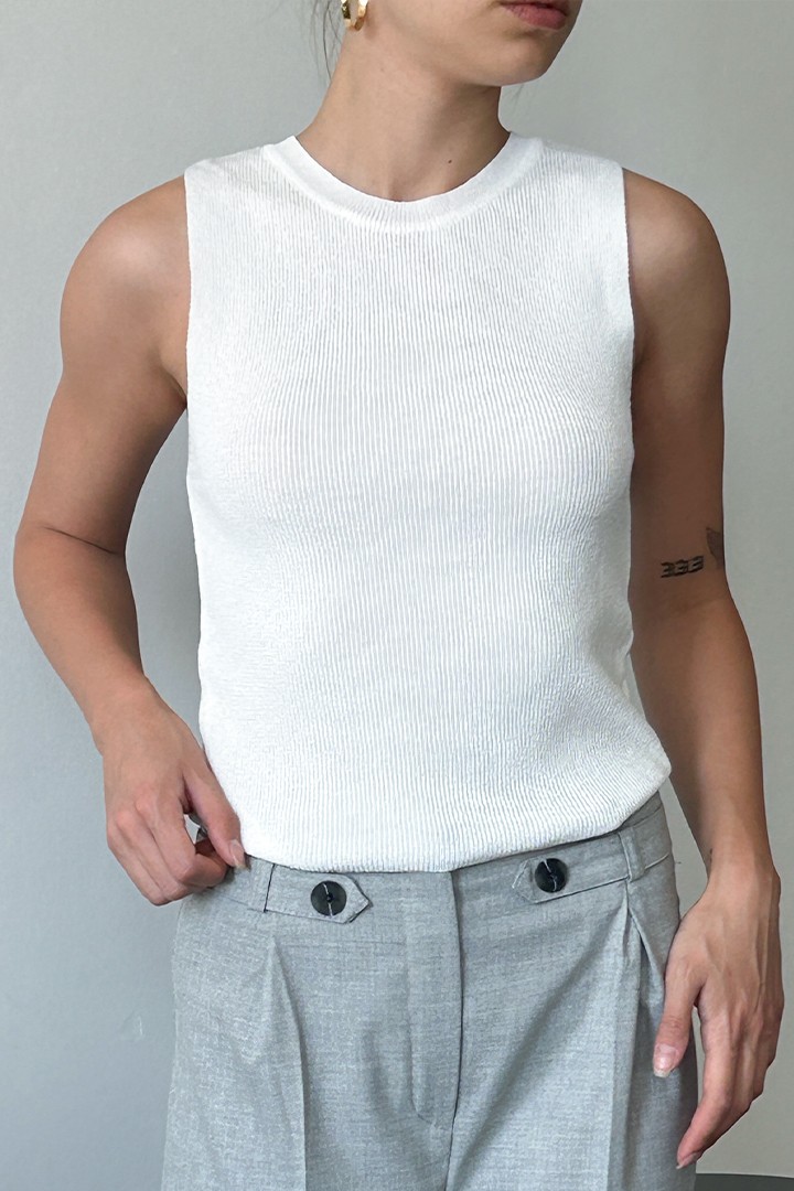 Kadın İnce Ribana Örgü Pamuklu Bluz Crop 