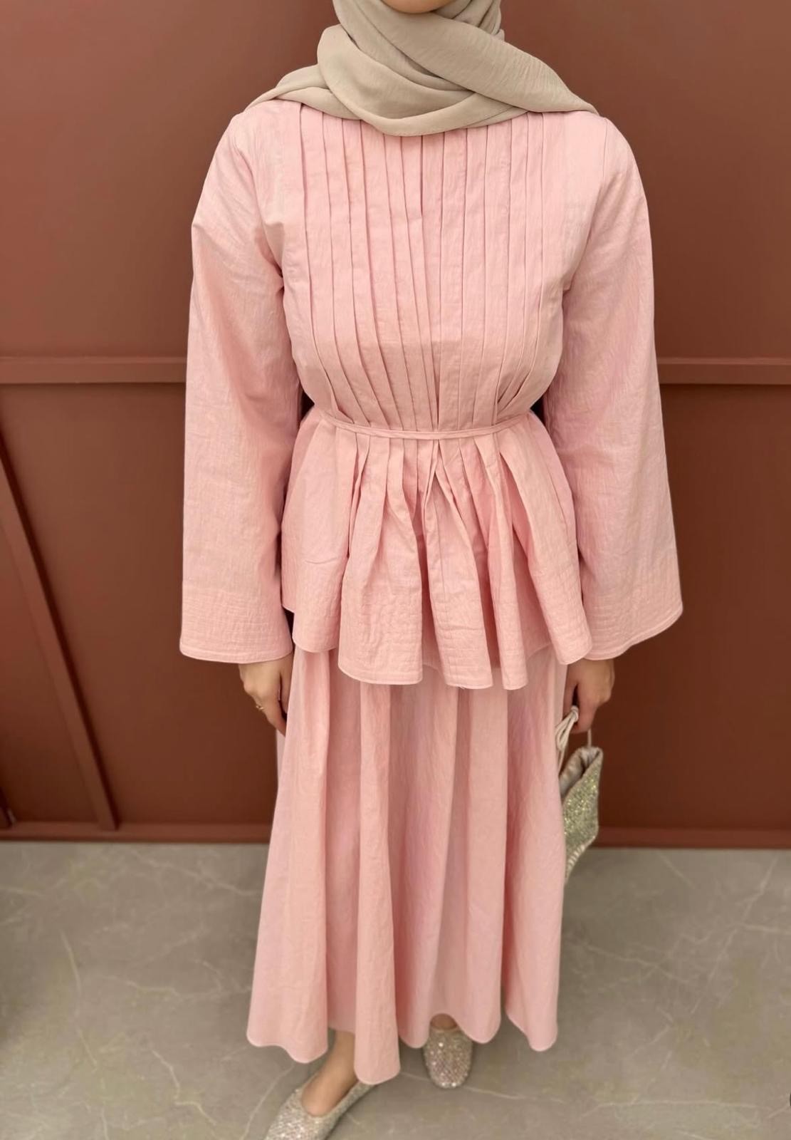 PİLİSE ETEKLİ TAKIM (PEMBE)