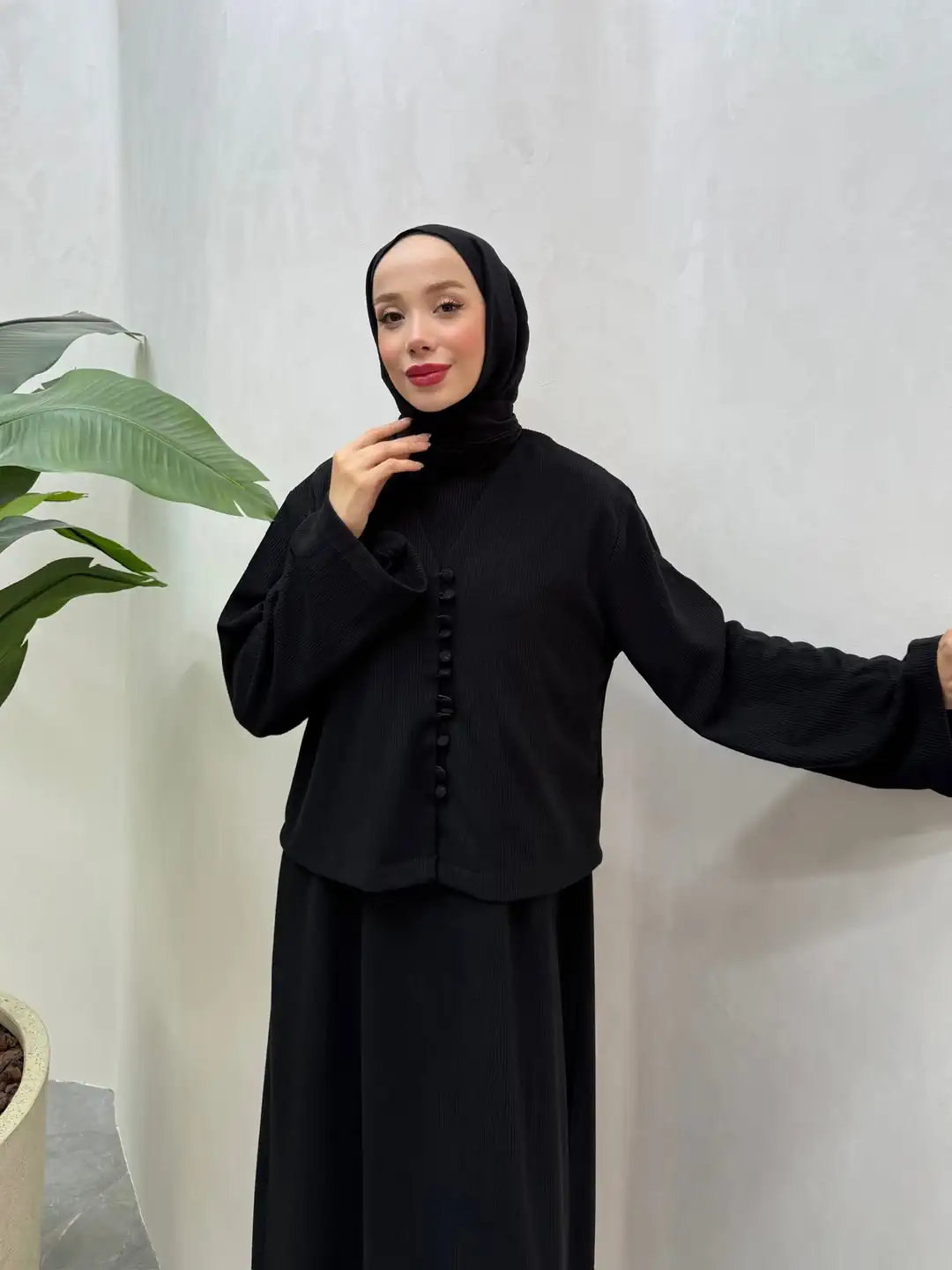 HIRKALI TRİKO ELBİSE (SİYAH)