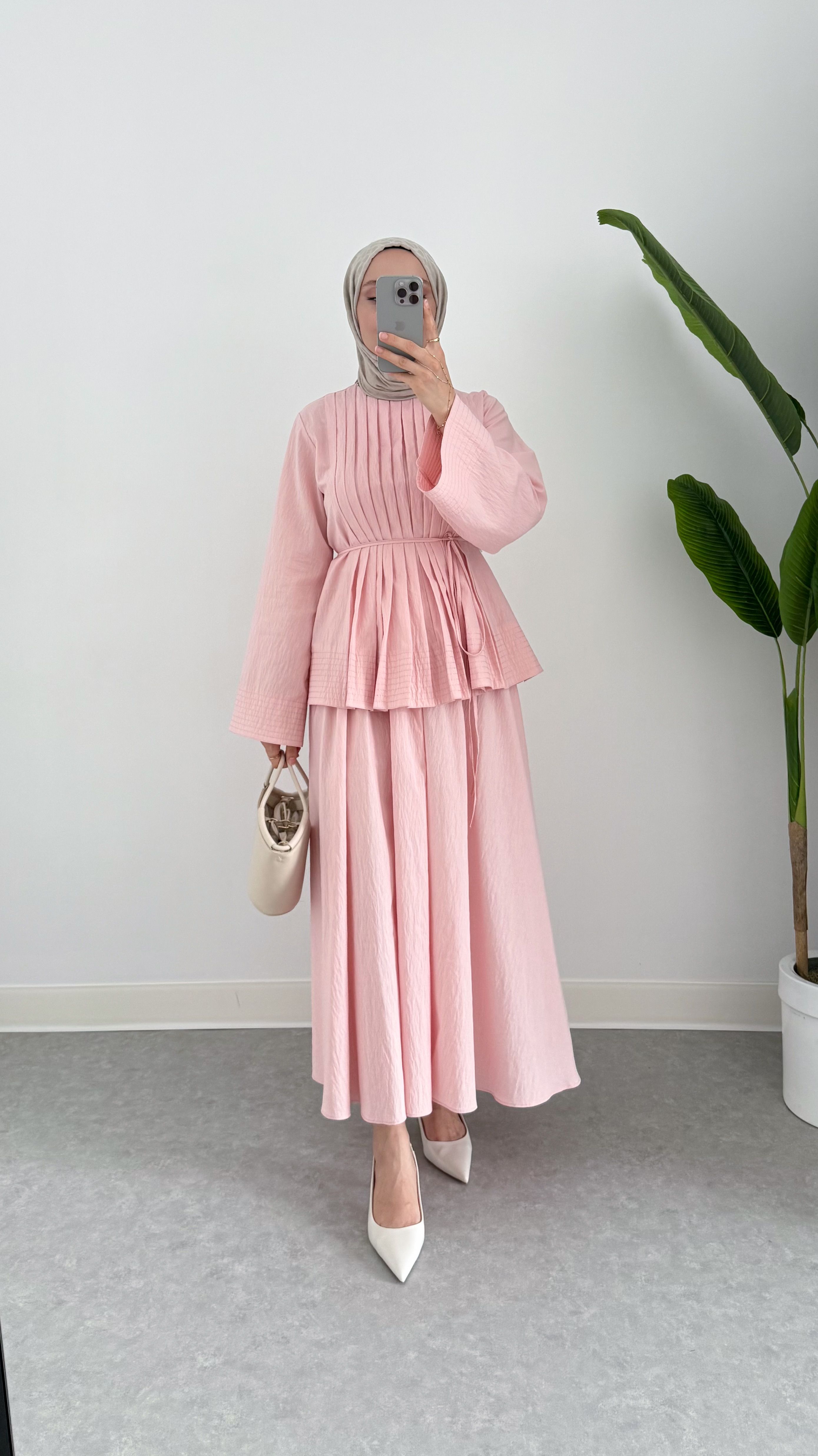PİLİSE ETEKLİ TAKIM (PEMBE)