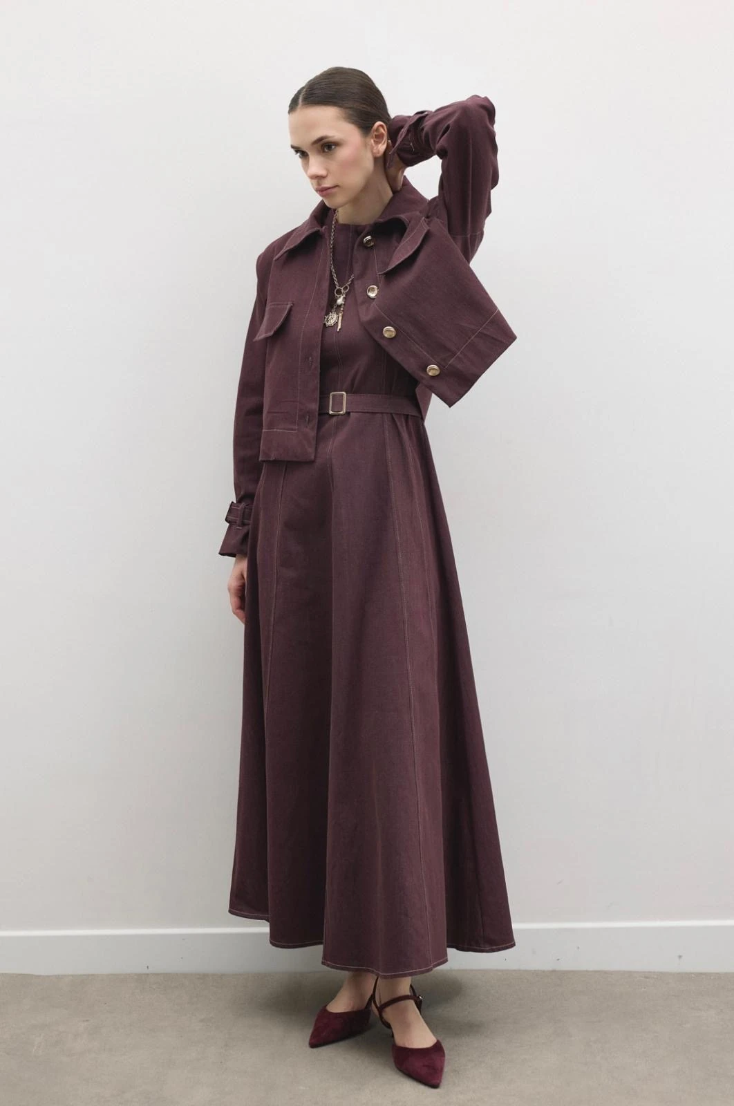 ARLEA KOT JİLE ELBİSE  (BORDO)