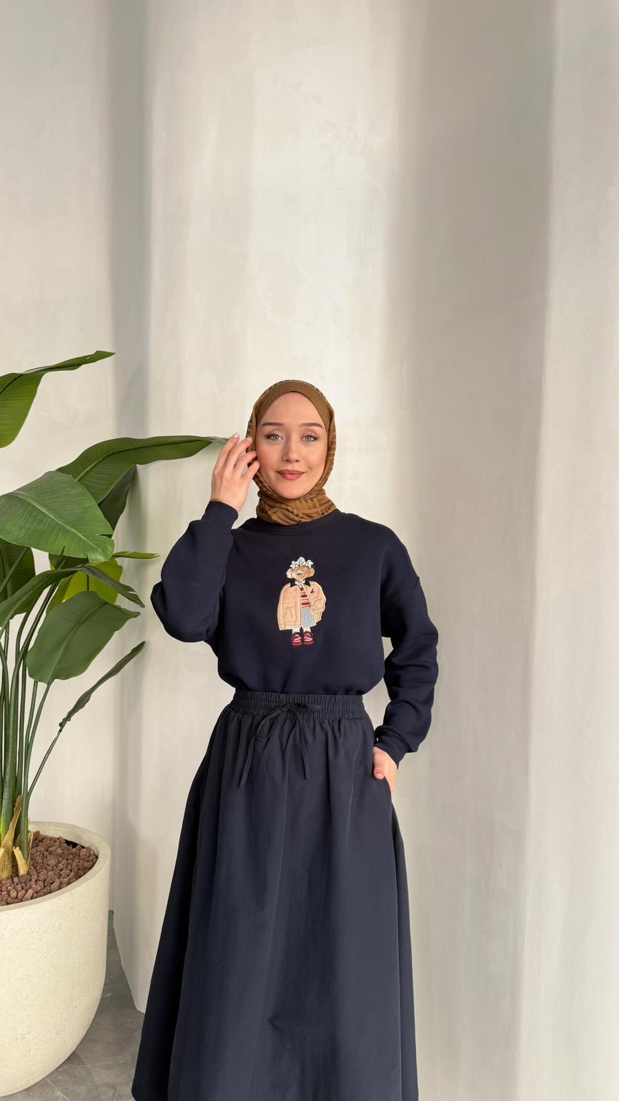 NAKIŞLI SWEAT (LACİVERT)