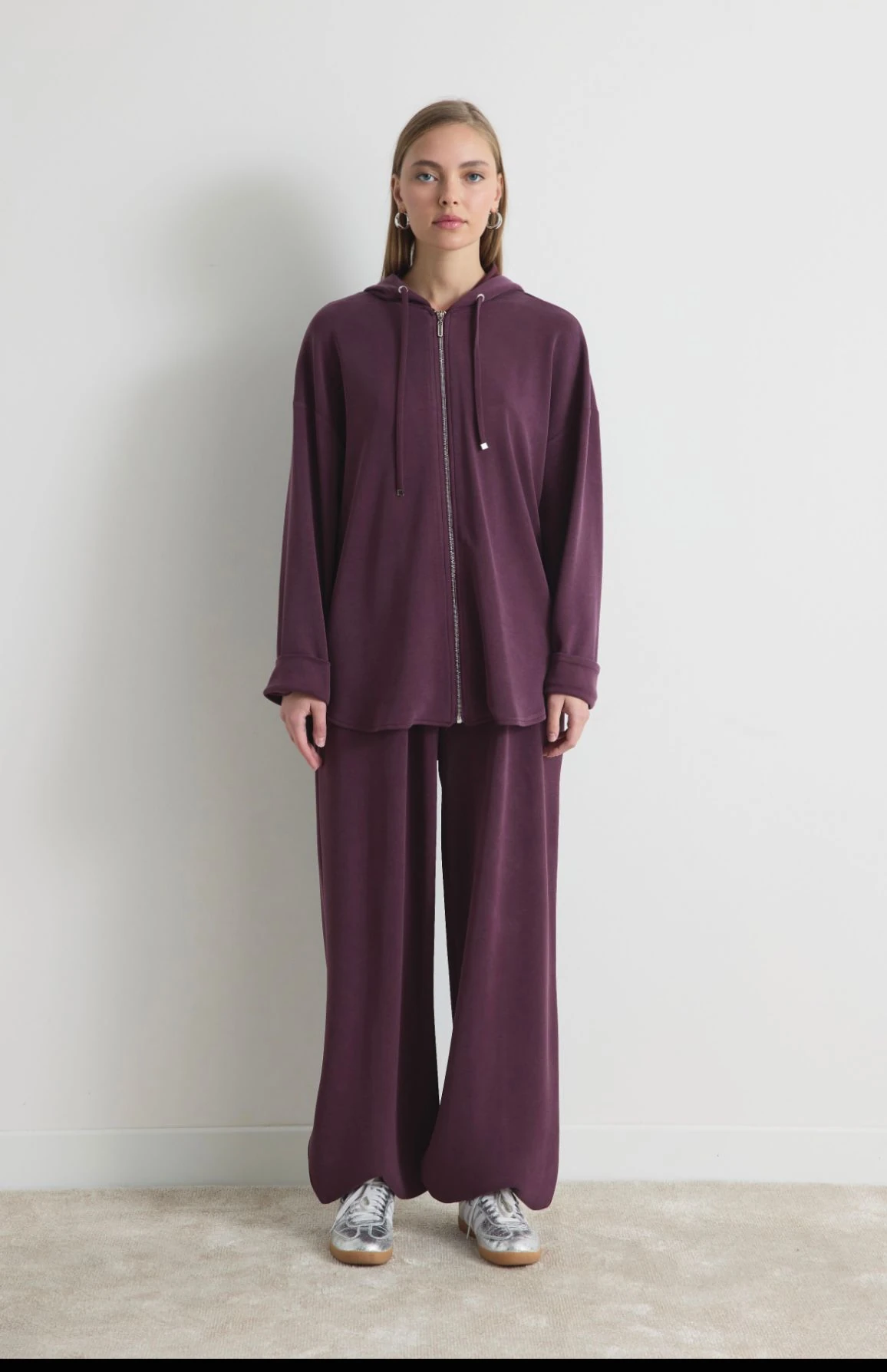 OYSHO KUMAŞ BASİC KAPÜŞONLU TAKIM (BORDO)