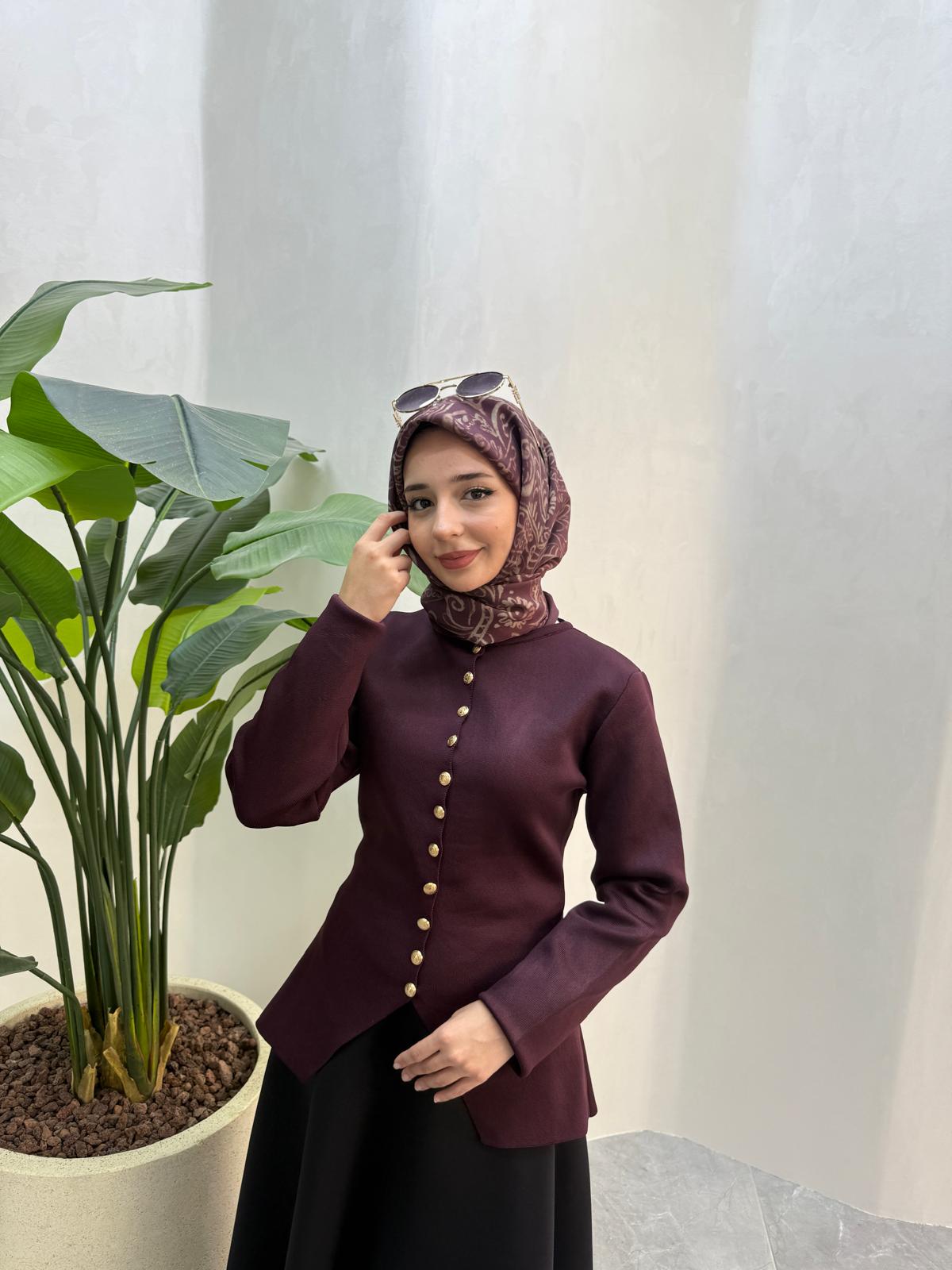 GOLD DÜĞMELİ MERSERİZE HIRKA (BORDO)