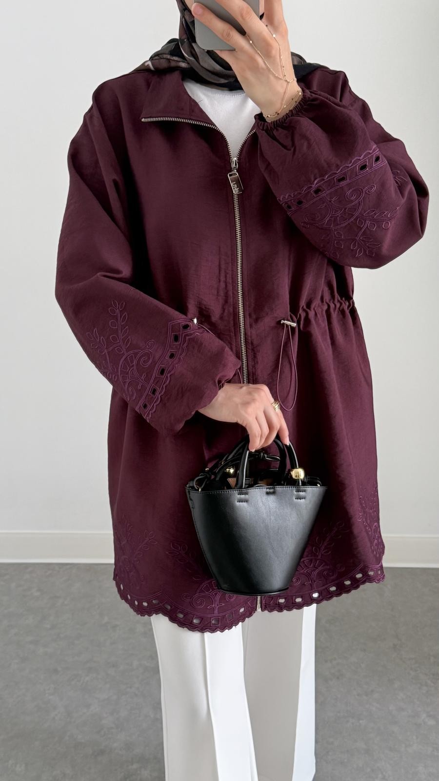 NAKIŞLI CEKET (BORDO)