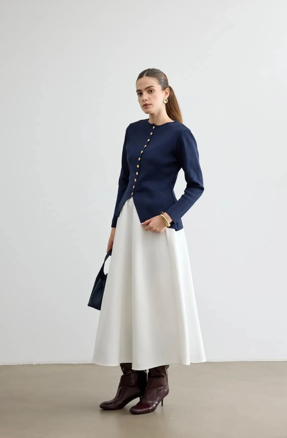 GOLD DÜĞMELİ MERSERİZE HIRKA (LACİVERT)