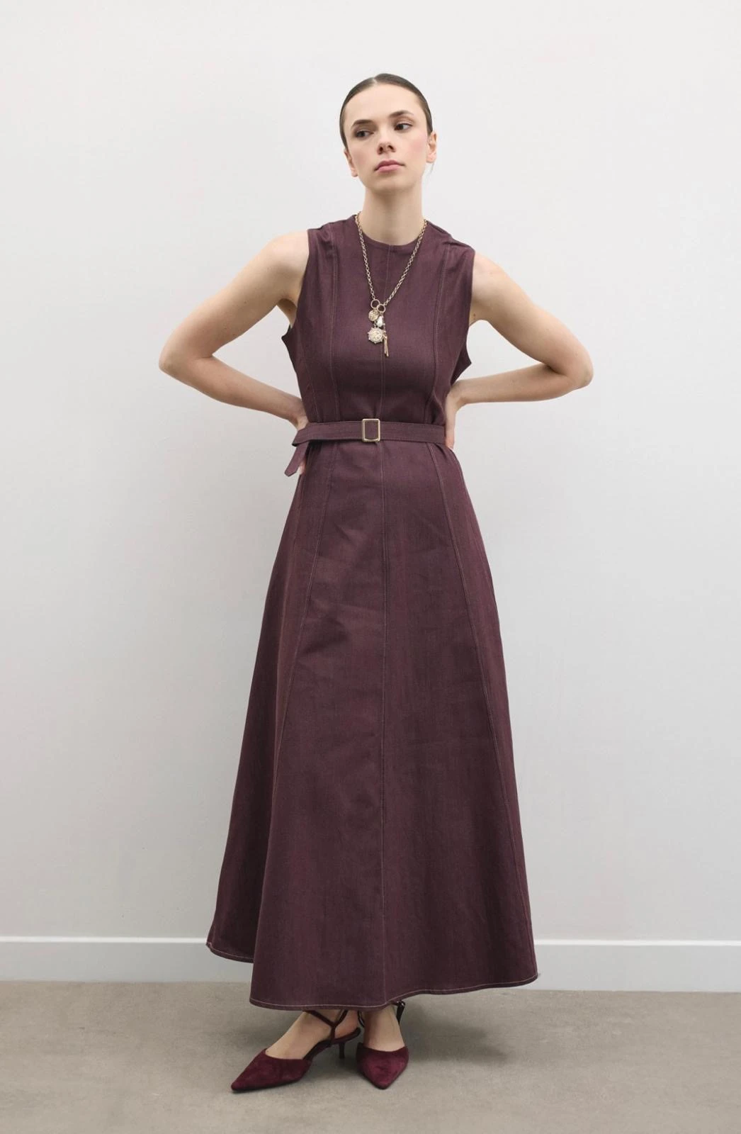 ARLEA KOT JİLE ELBİSE  (BORDO)