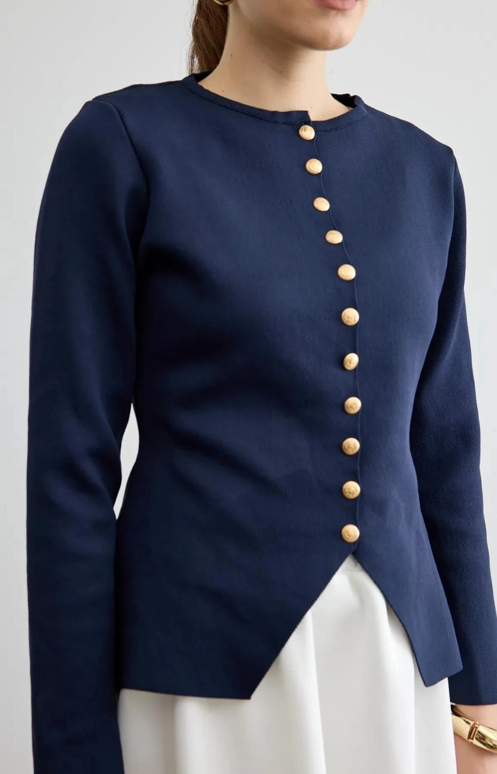 GOLD DÜĞMELİ MERSERİZE HIRKA (LACİVERT)