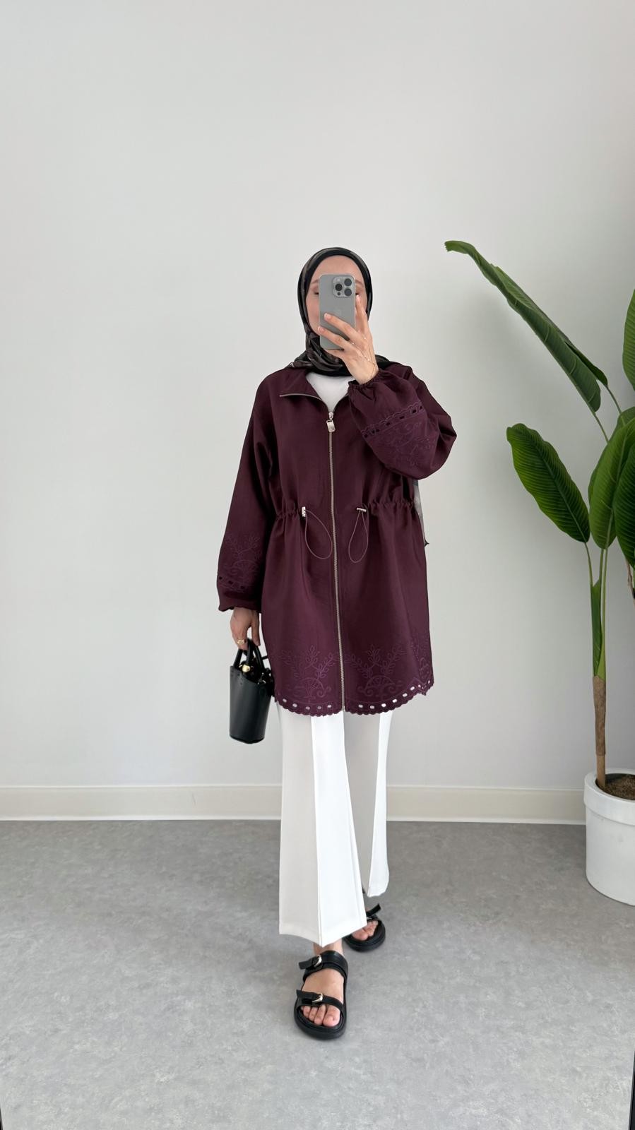 NAKIŞLI CEKET (BORDO)