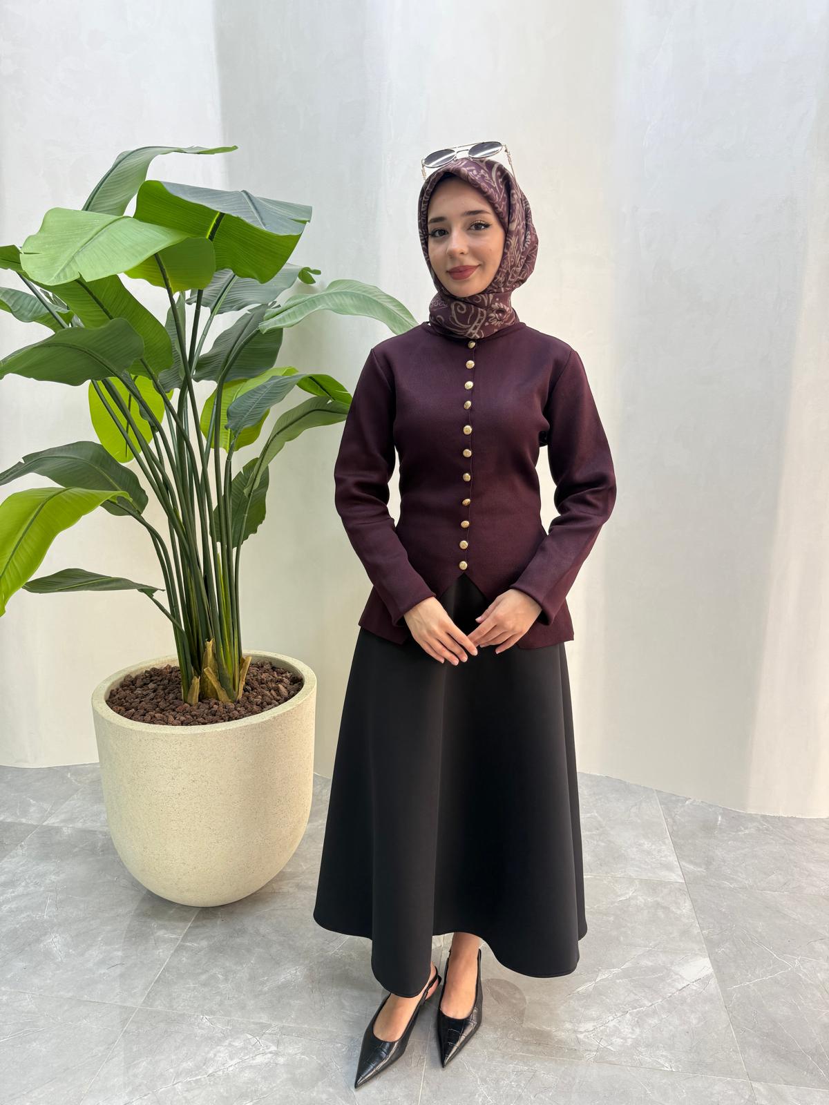 GOLD DÜĞMELİ MERSERİZE HIRKA (BORDO)