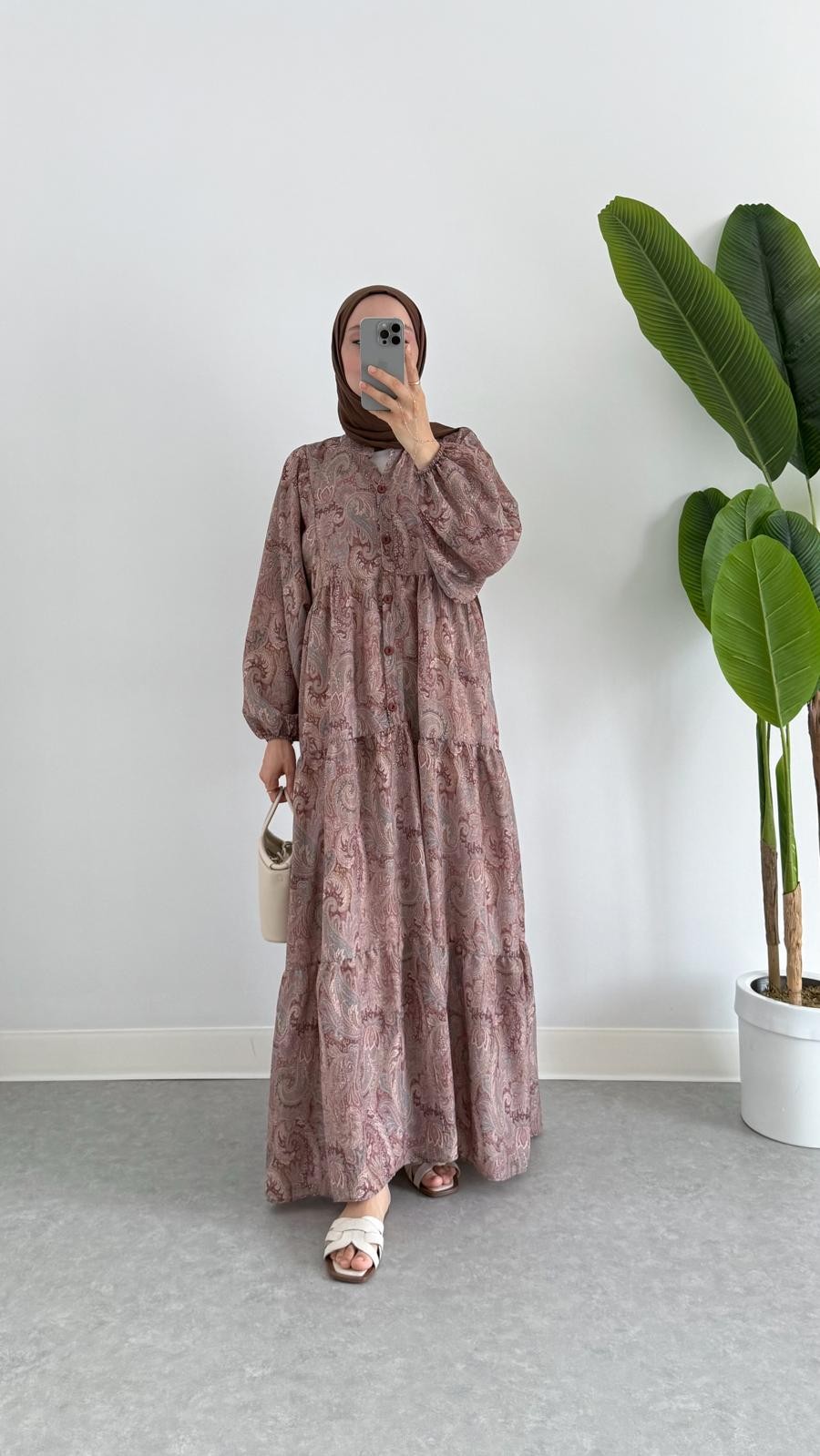 MANGO KUMAŞ DESENLİ ELBİSE
