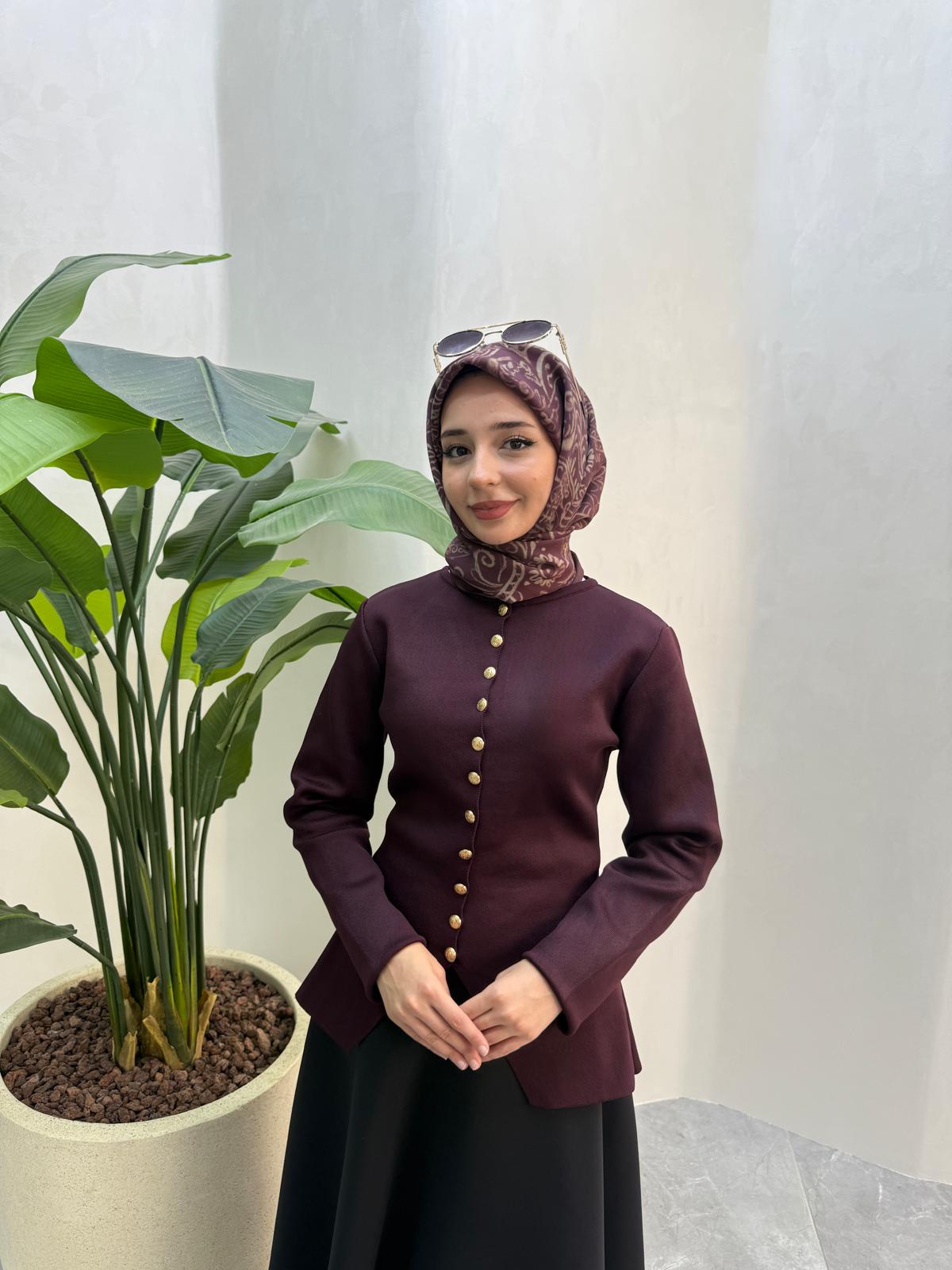 GOLD DÜĞMELİ MERSERİZE HIRKA (BORDO)