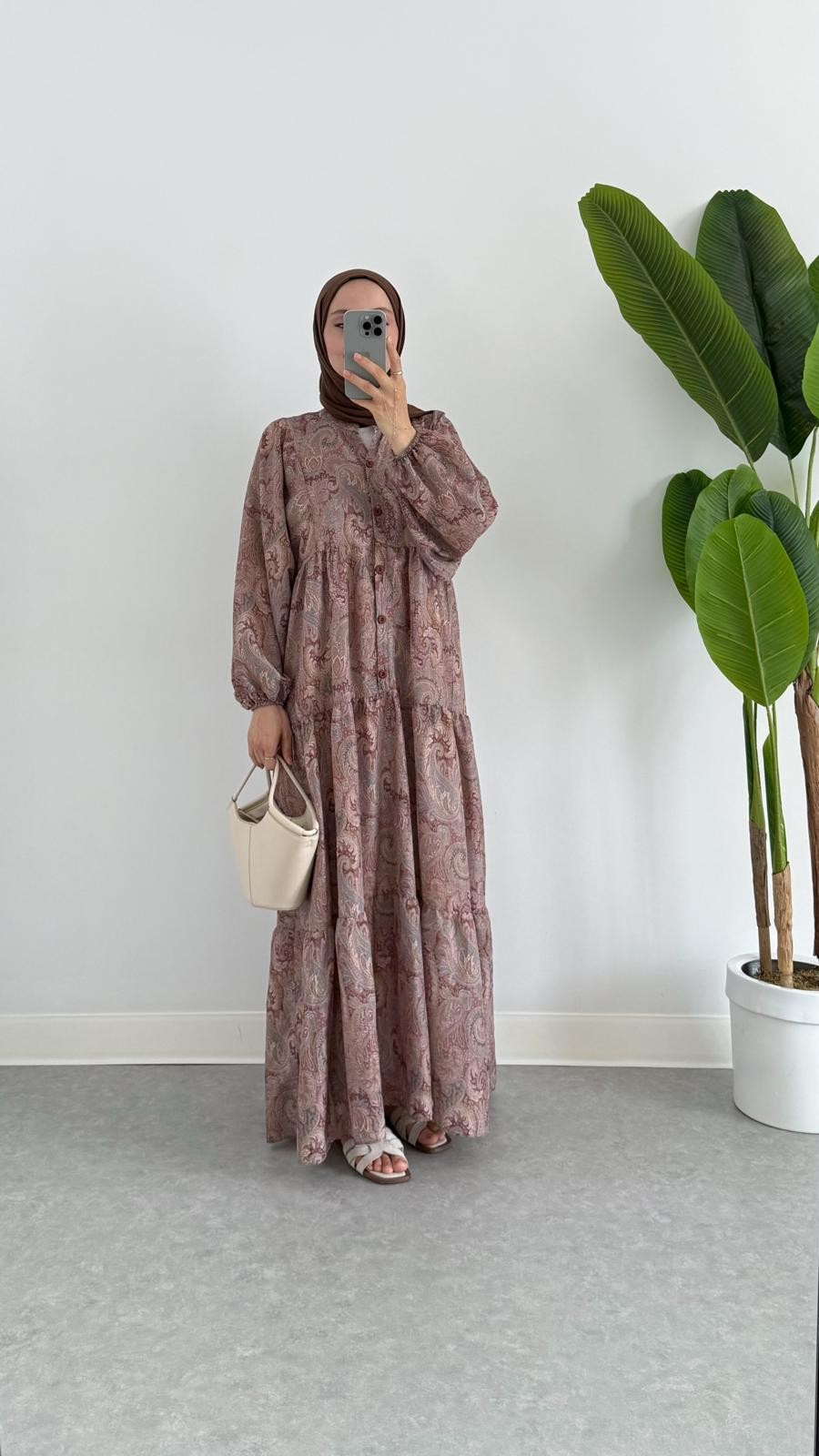 MANGO KUMAŞ DESENLİ ELBİSE