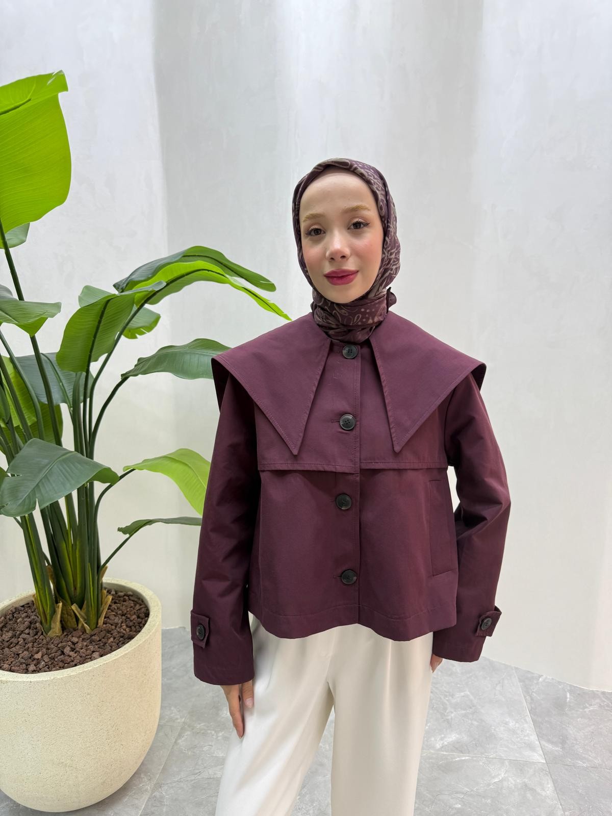 GENİŞ YAKA OVERSİZE CEKET (BORDO)