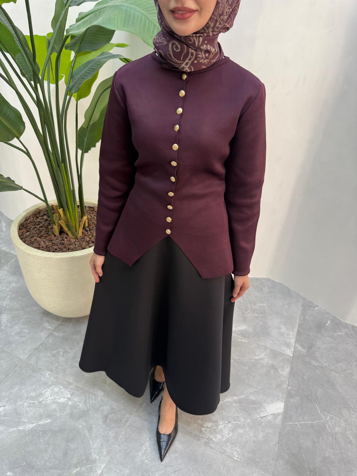 GOLD DÜĞMELİ MERSERİZE HIRKA (BORDO)