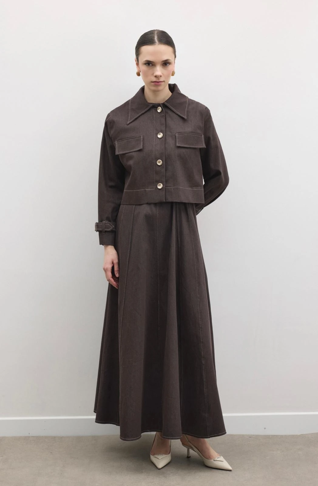 ARLEA KOT JİLE ELBİSE  (KAHVERENGİ)