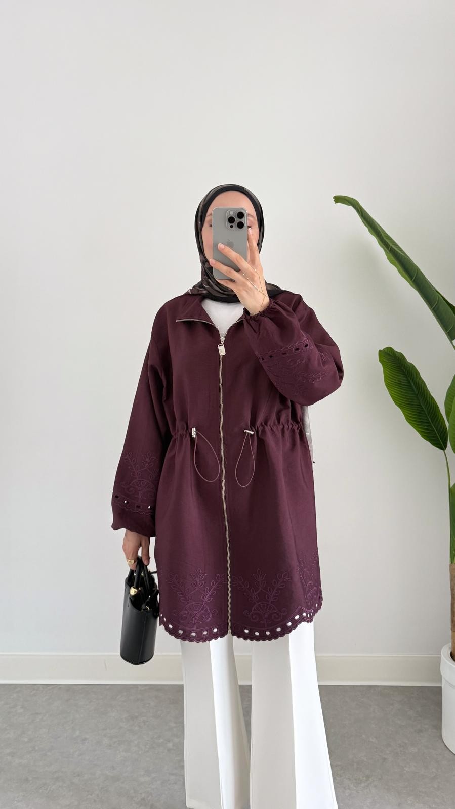 NAKIŞLI CEKET (BORDO)