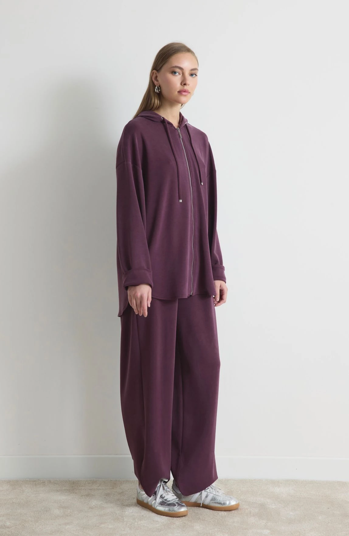 OYSHO KUMAŞ BASİC KAPÜŞONLU TAKIM (BORDO)