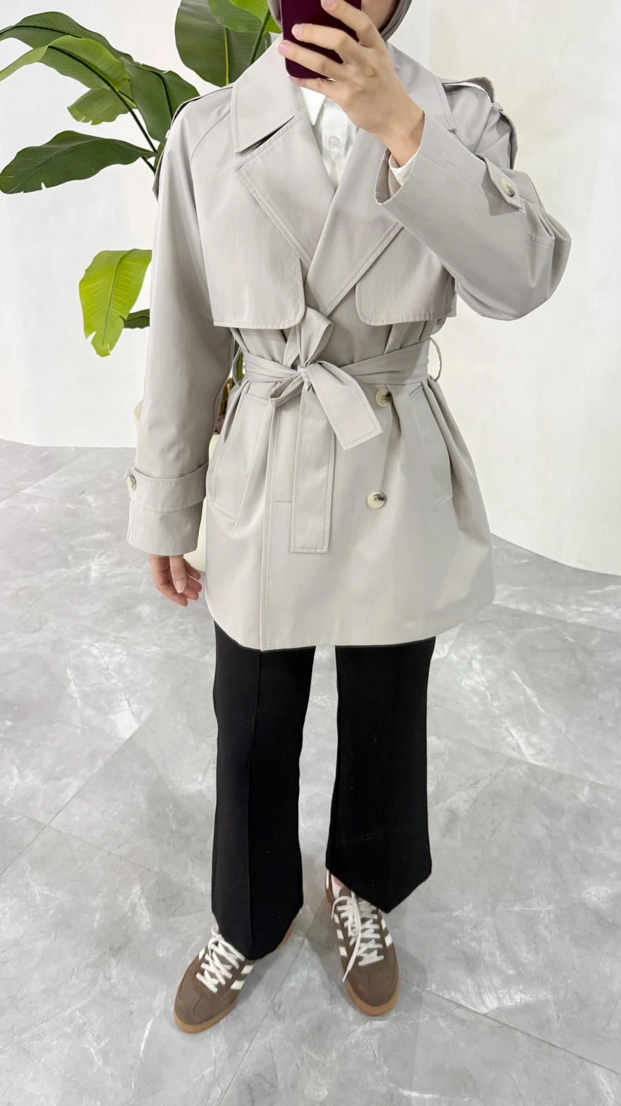 KISA COOL TRENÇKOT (TAŞ RENGİ)